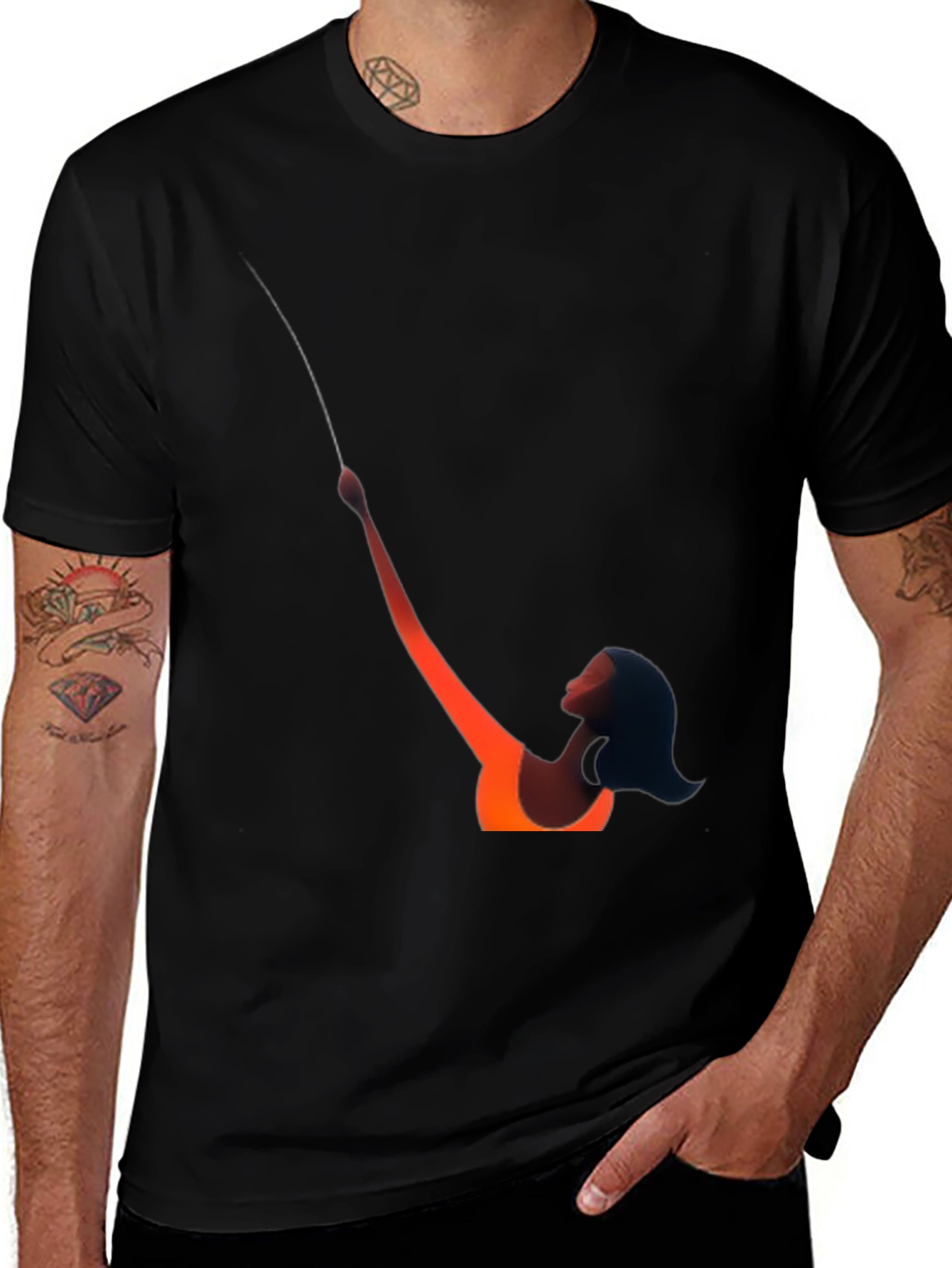 Abstract Silhouette Graphic Tee - Black