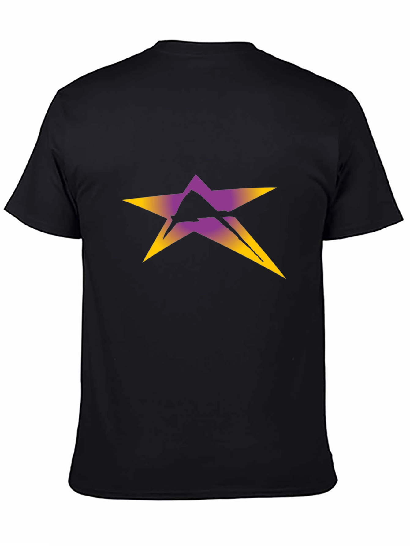 Stylish Black Tee with Star Graphic Print