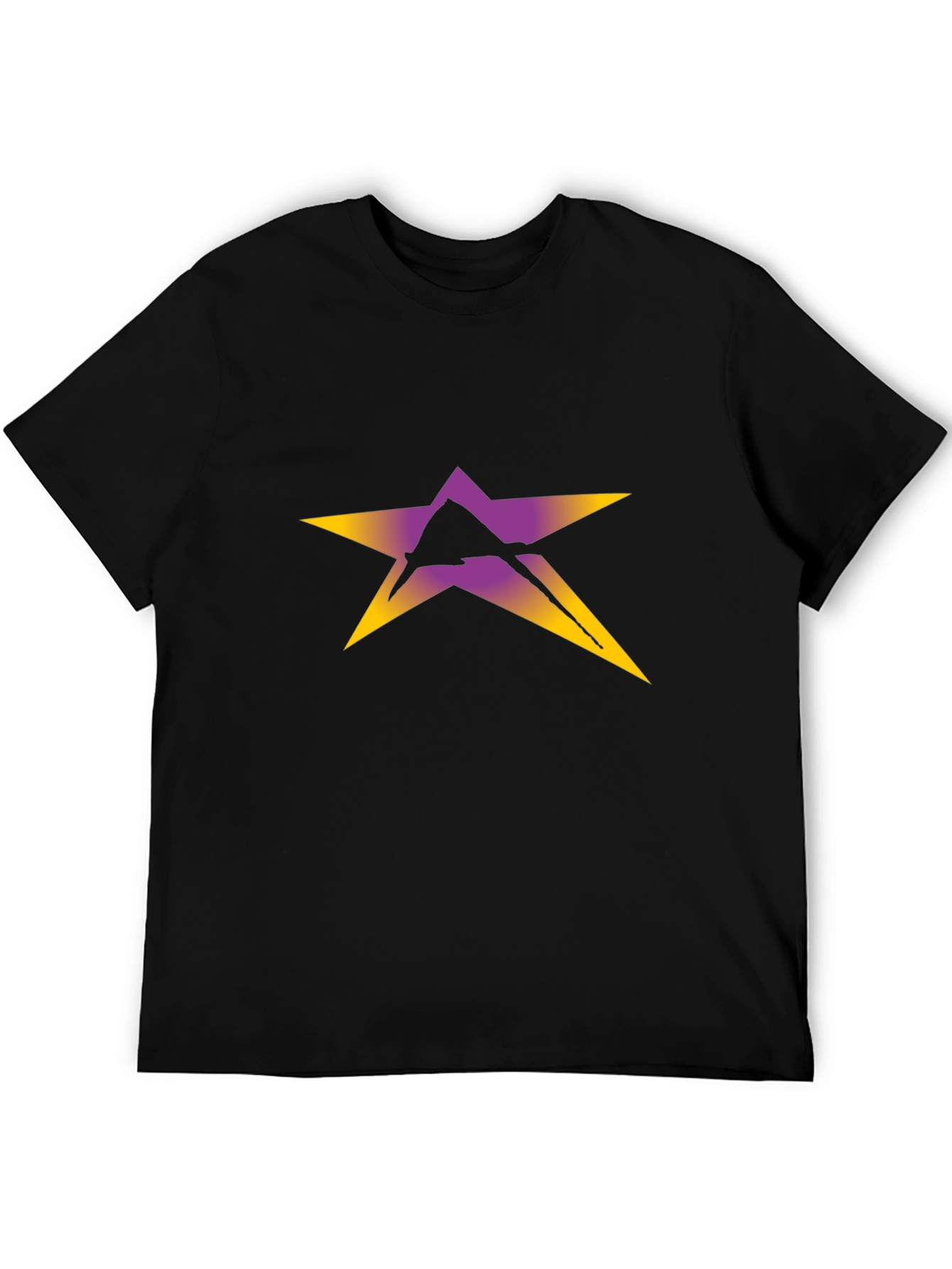 Stylish Black Tee with Star Graphic Print