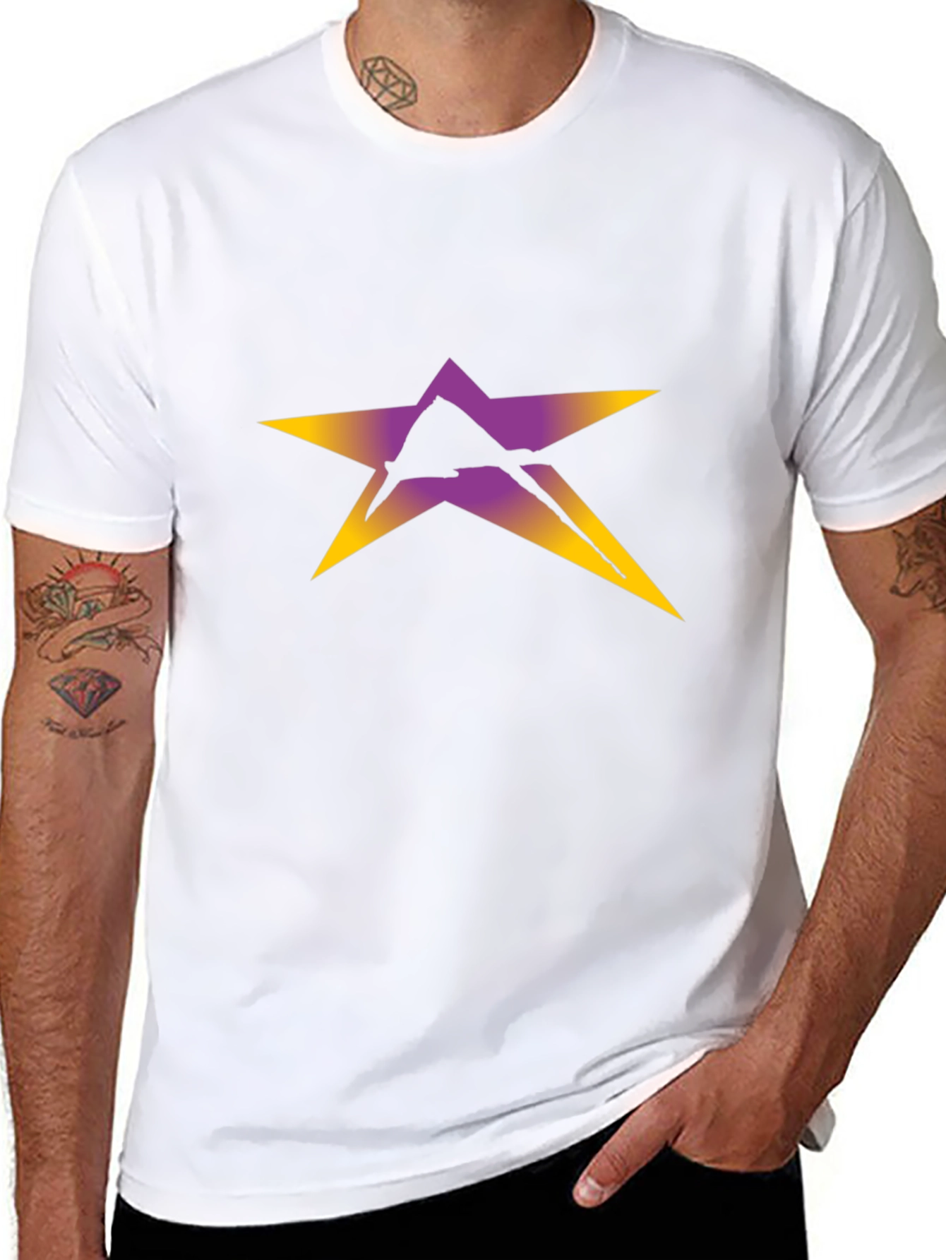 Stylish Black Tee with Star Graphic Print
