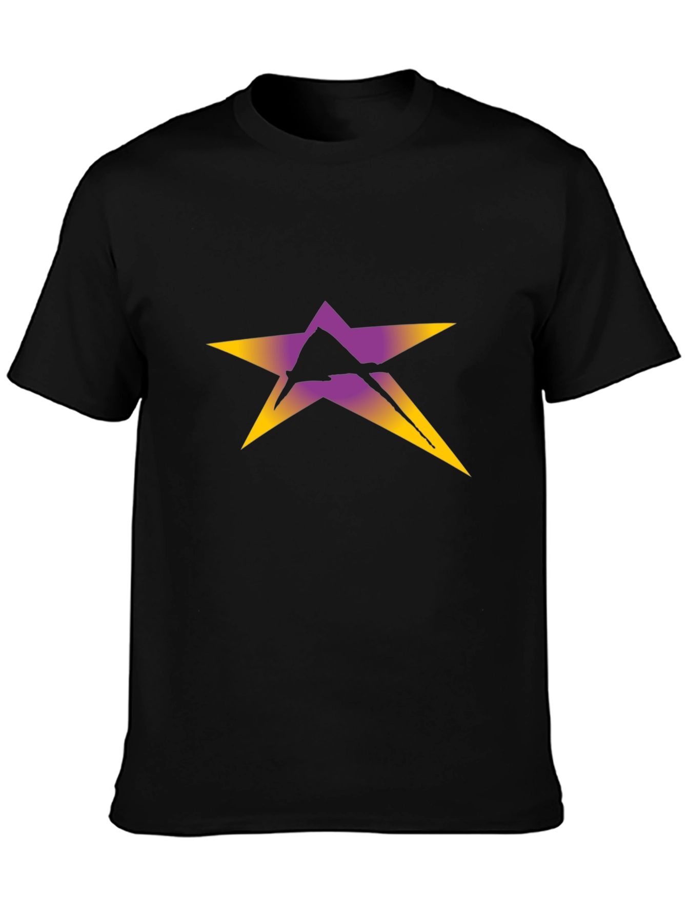 Stylish Black Tee with Star Graphic Print