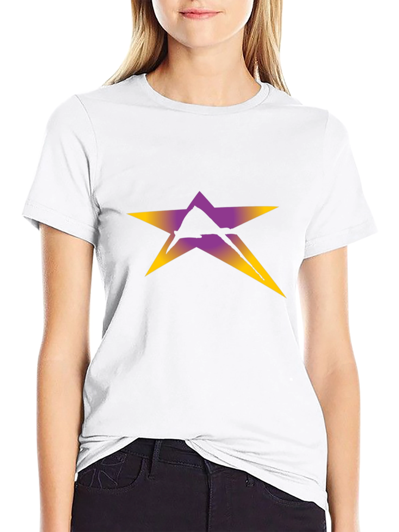 Stylish Black Tee with Star Graphic Print