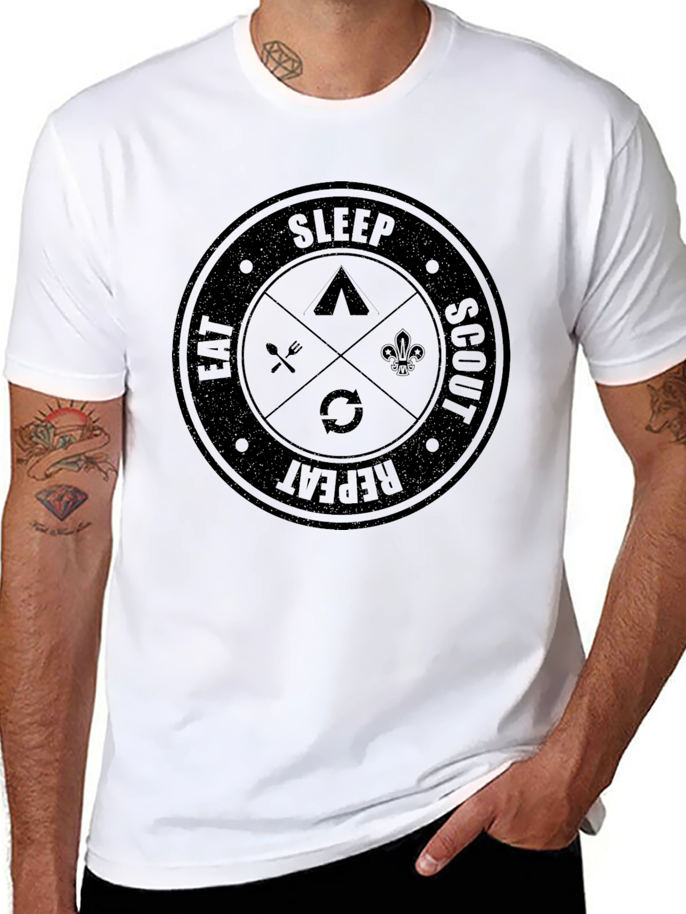 Eat Sleep Scout Repeat - Black T-Shirt