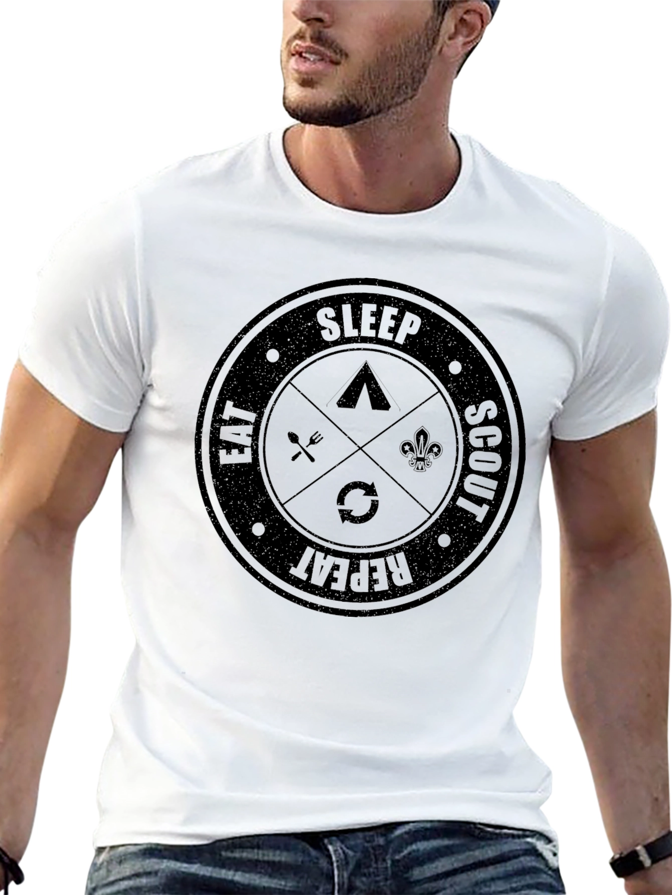 Eat Sleep Scout Repeat - Black T-Shirt
