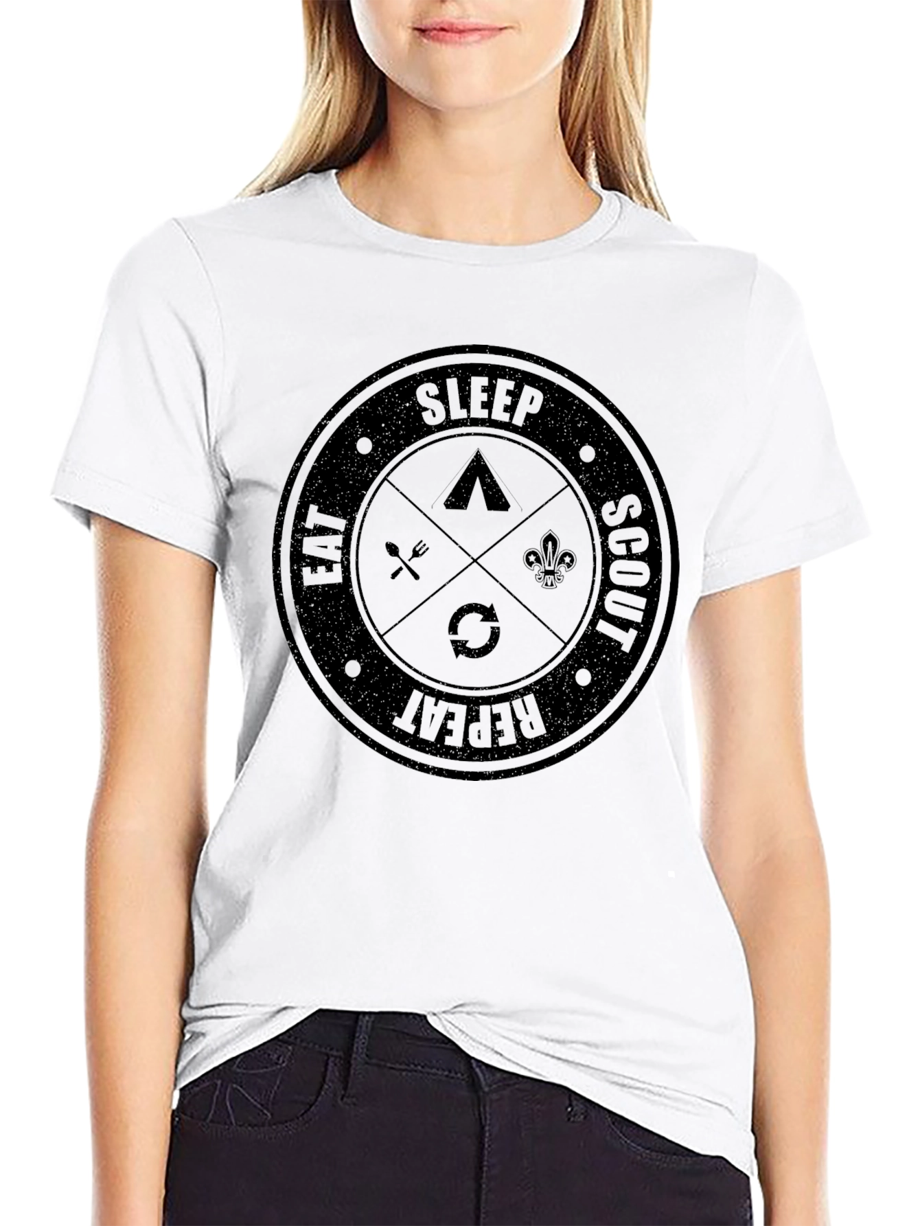 Eat Sleep Scout Repeat - Black T-Shirt