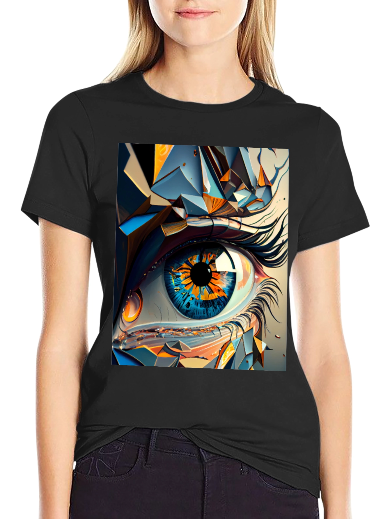 Abstract Eye Graphic Black T-Shirt