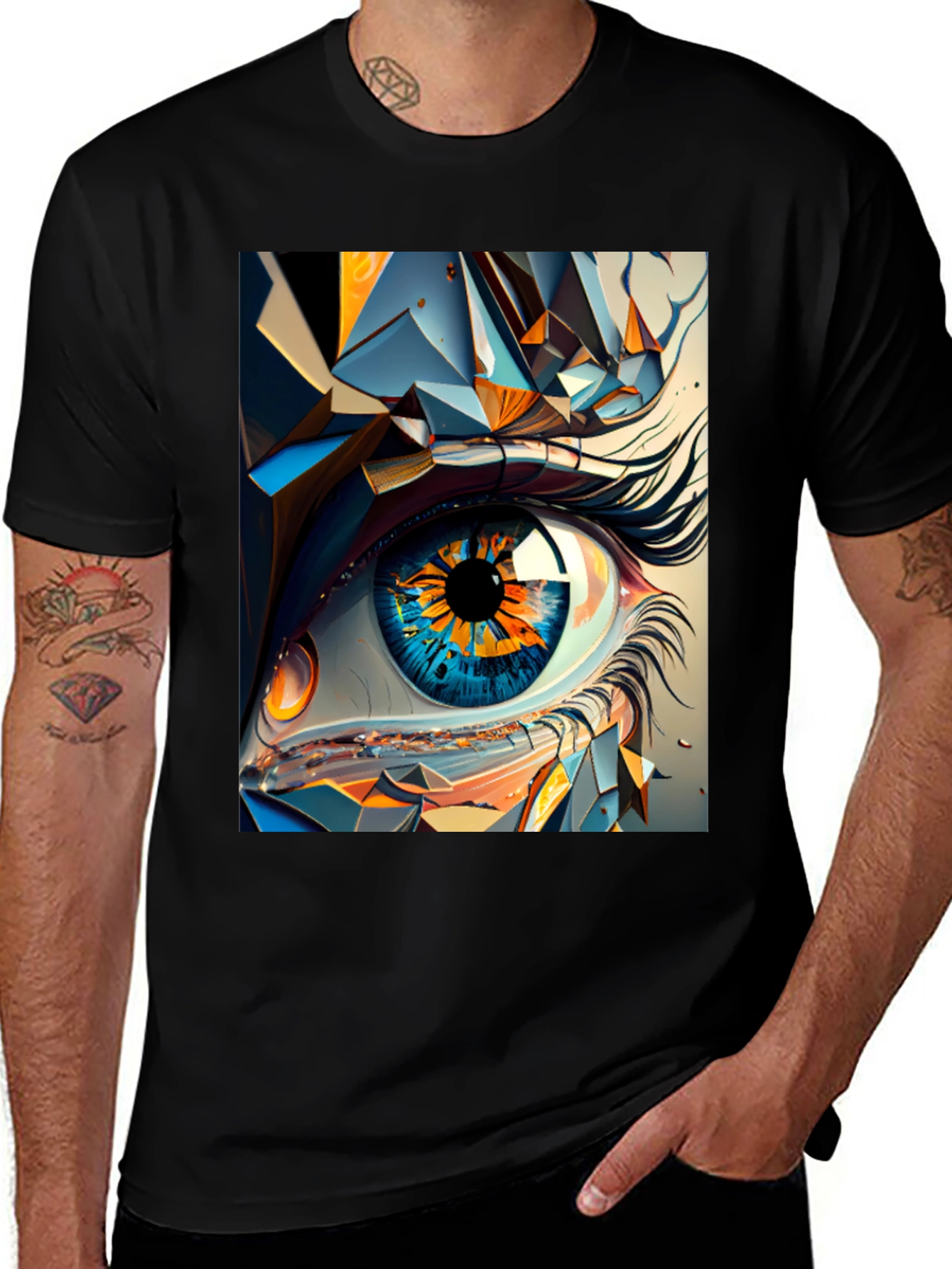 Abstract Eye Graphic Black T-Shirt