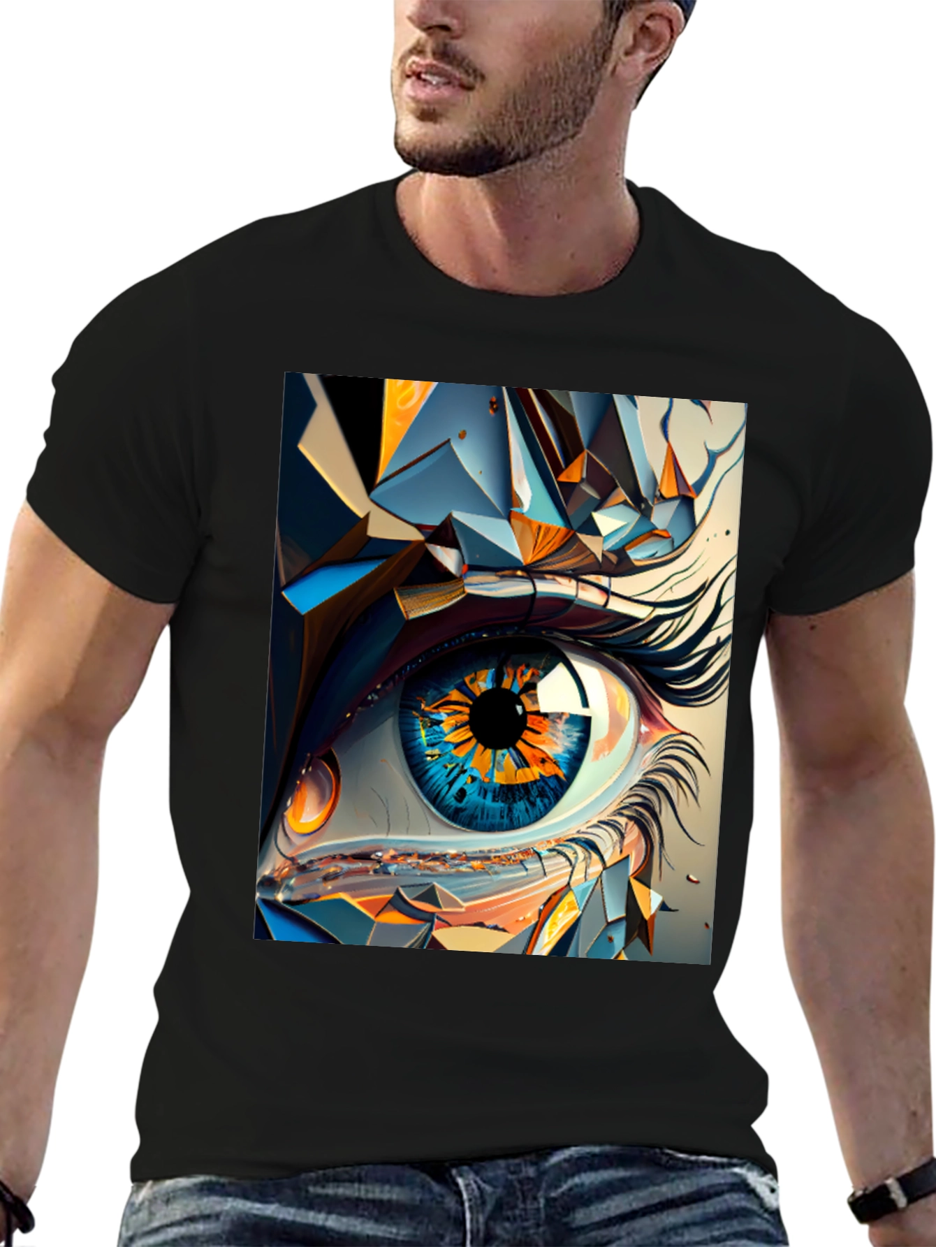 Abstract Eye Graphic Black T-Shirt