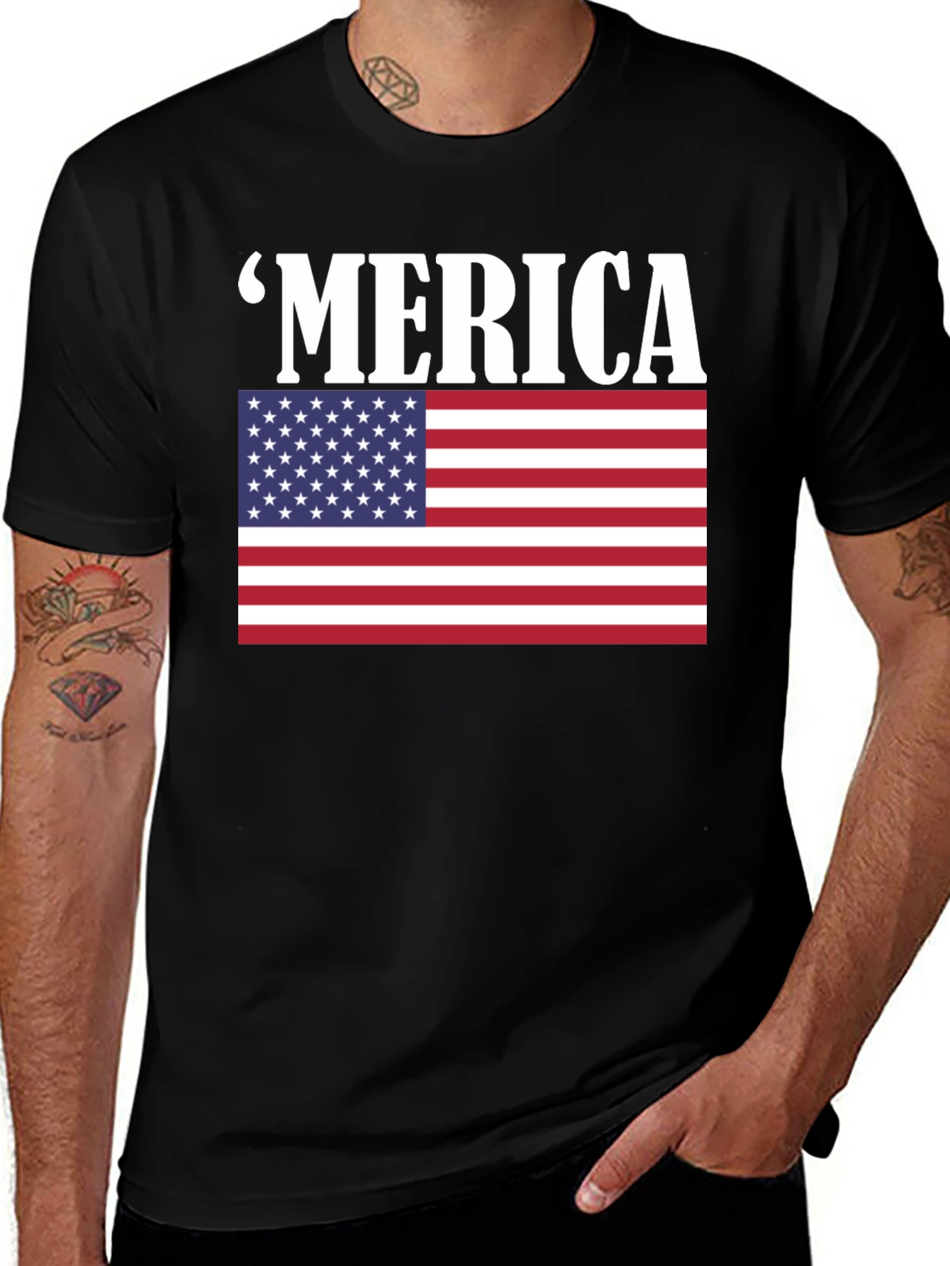 Patriotic Merica T-Shirt - American Flag Graphic Tee