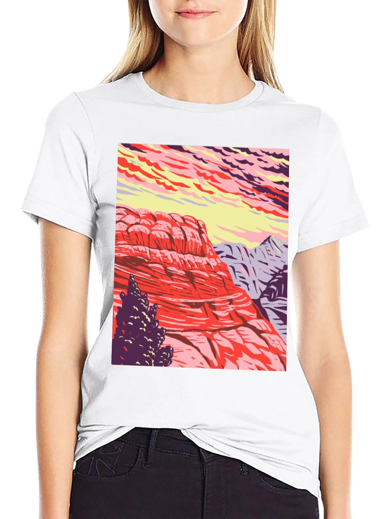 Mountain Landscape Graphic Tee - Nature Inspired Black T-Shirt