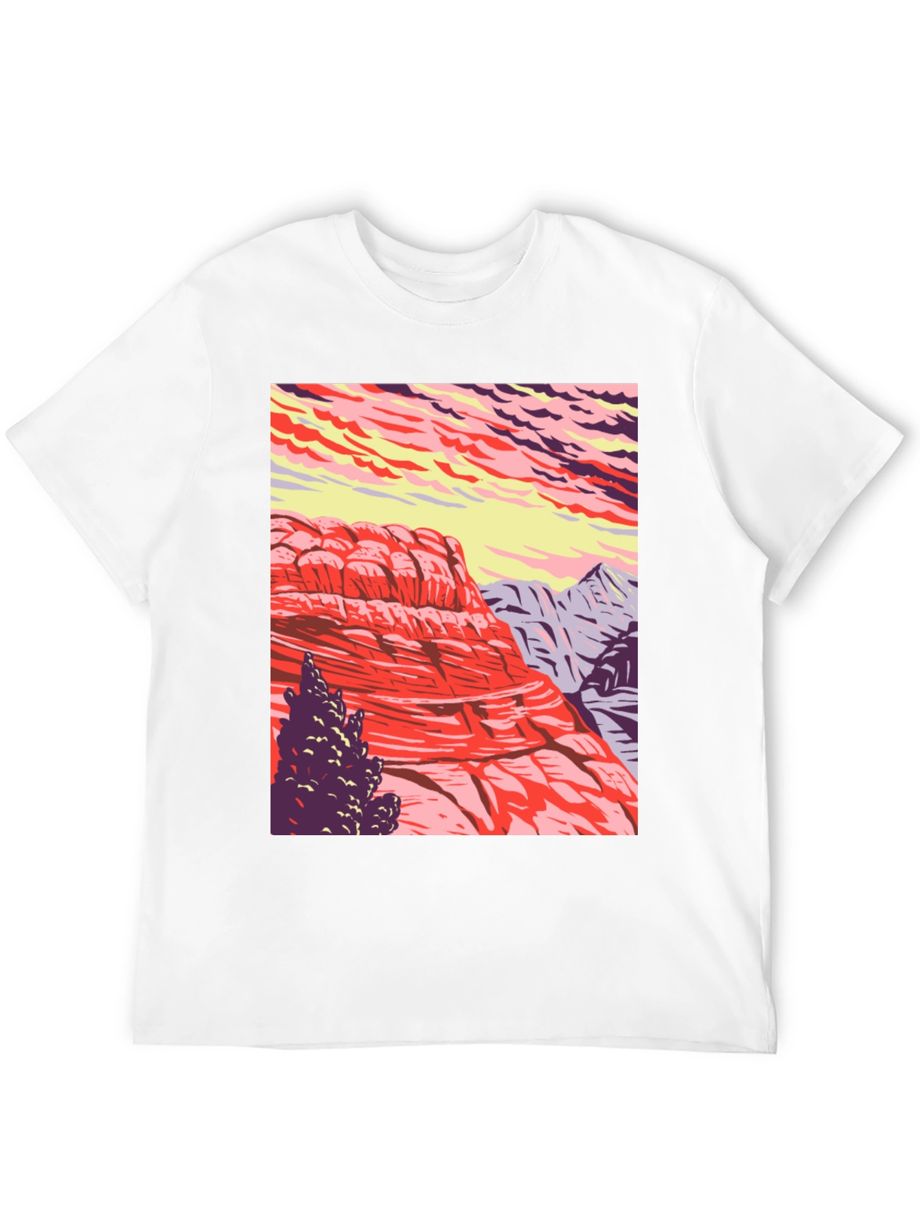 Mountain Landscape Graphic Tee - Nature Inspired Black T-Shirt