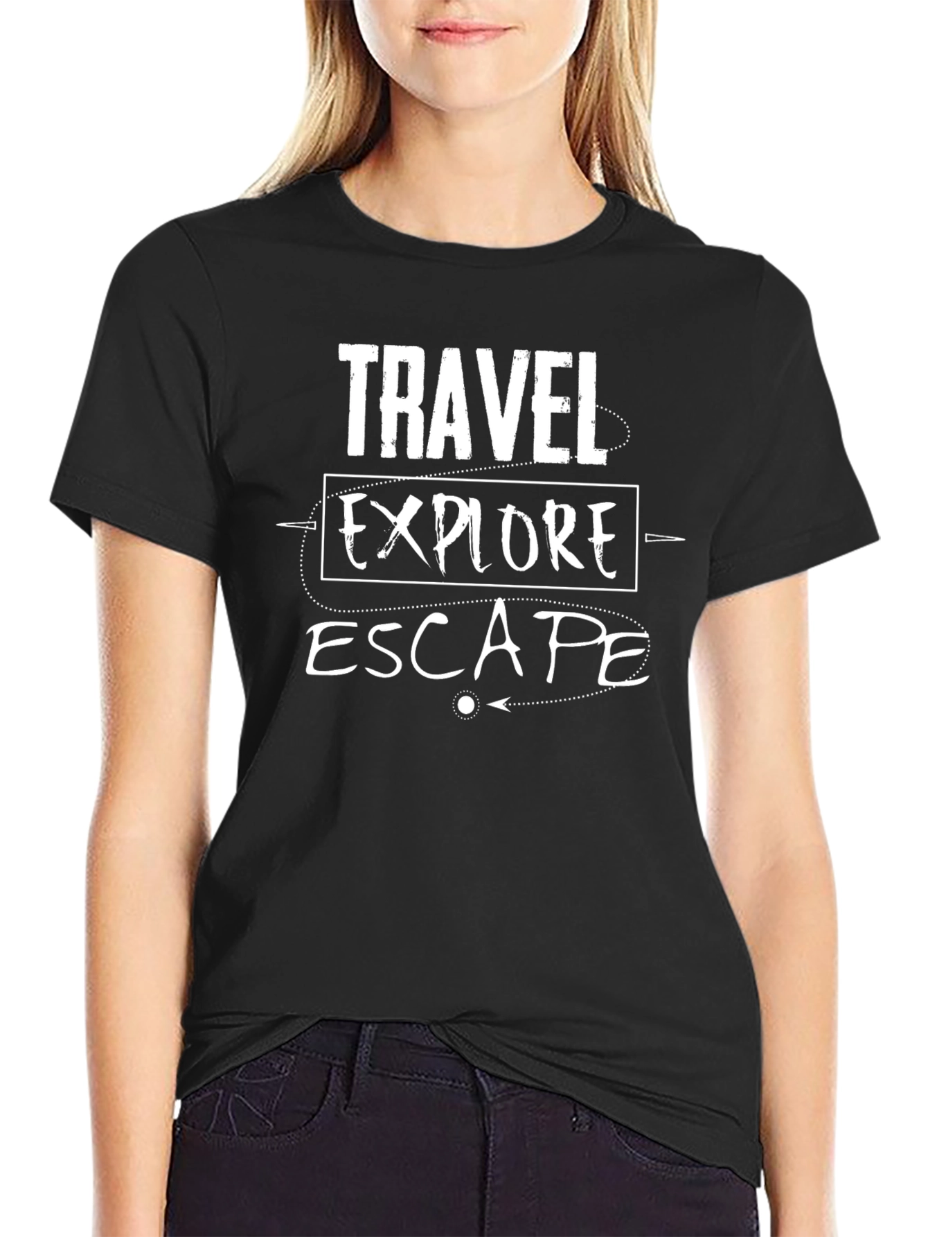 Travel Explore Escape Graphic Tee - Black