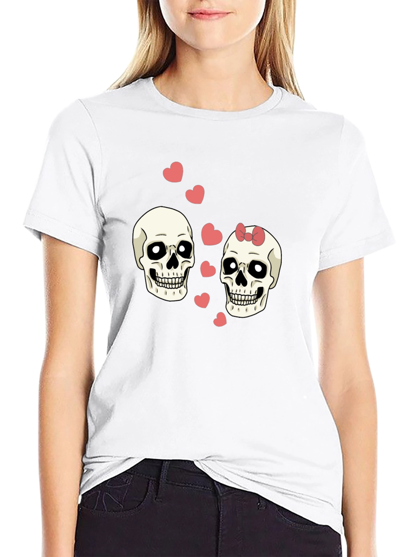 Skull Love Valentine T-Shirt - Black