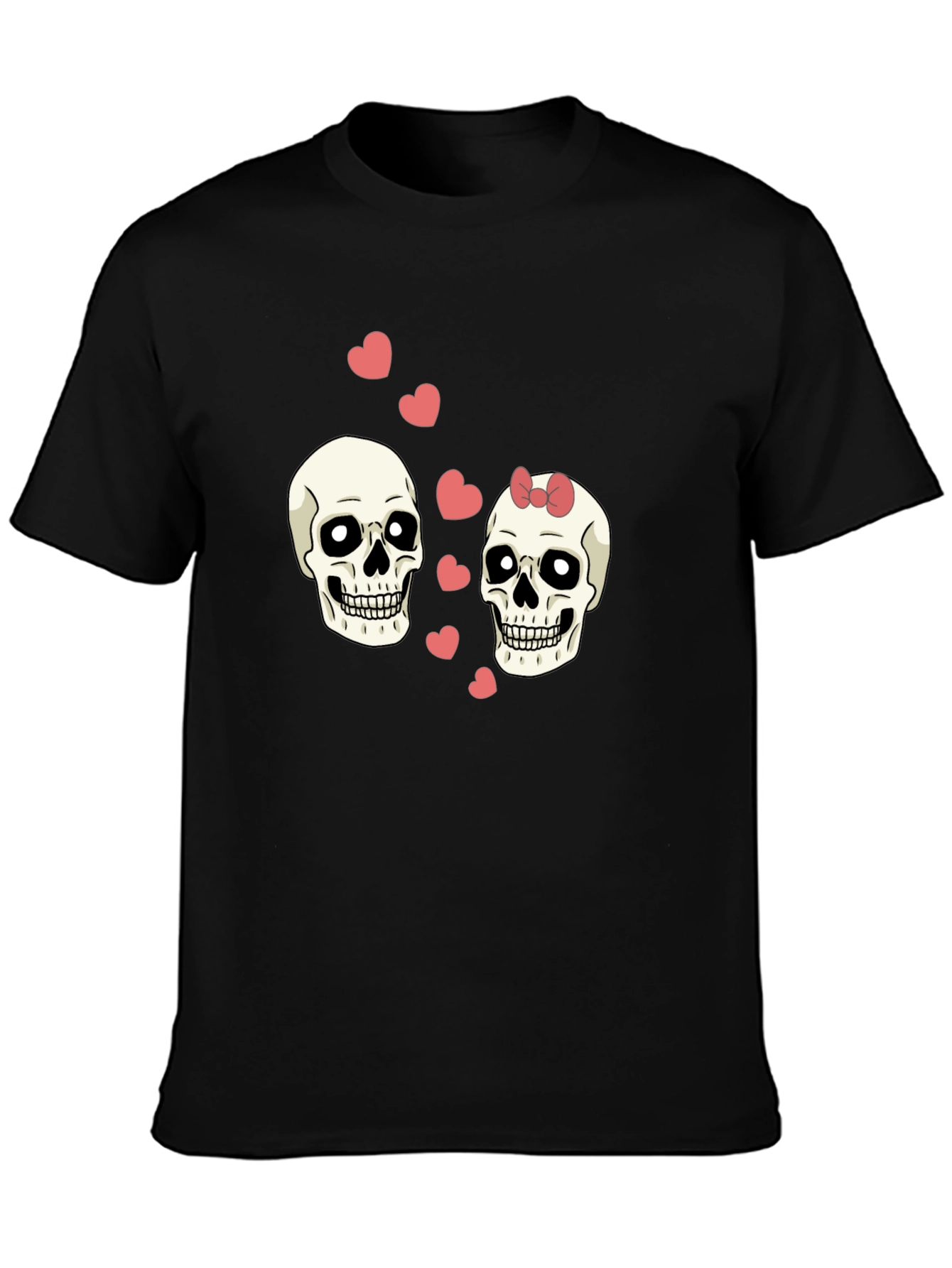 Skull Love Valentine T-Shirt - Black