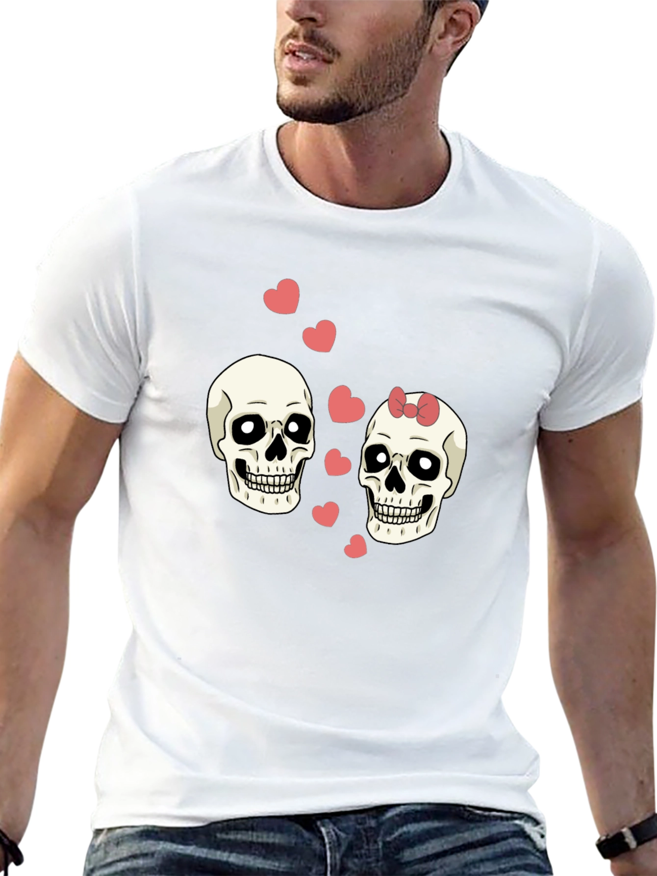 Skull Love Valentine T-Shirt - Black