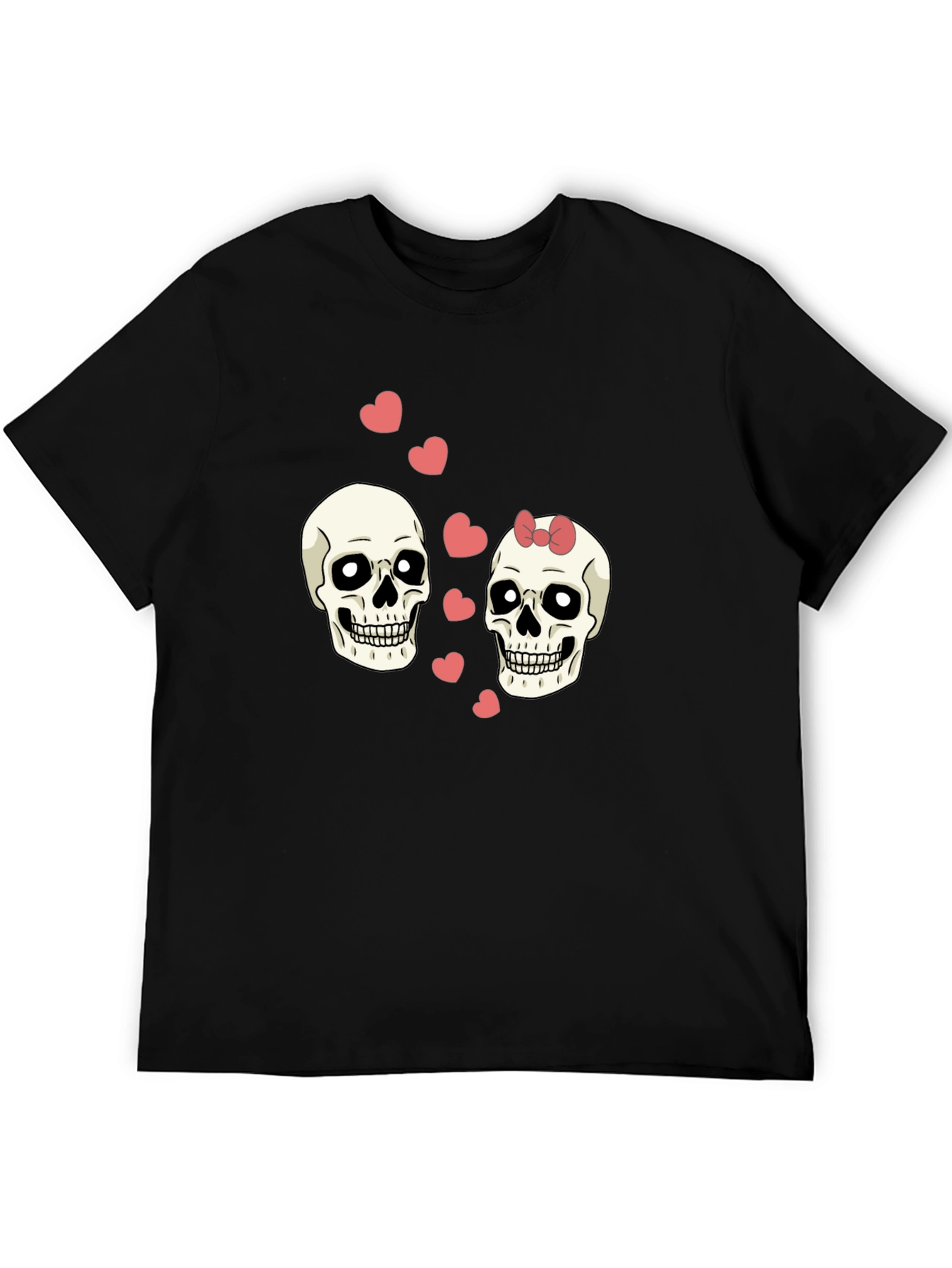 Skull Love Valentine T-Shirt - Black