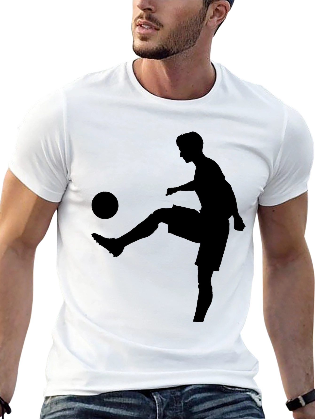 Soccer Player Graphic Black T-Shirt