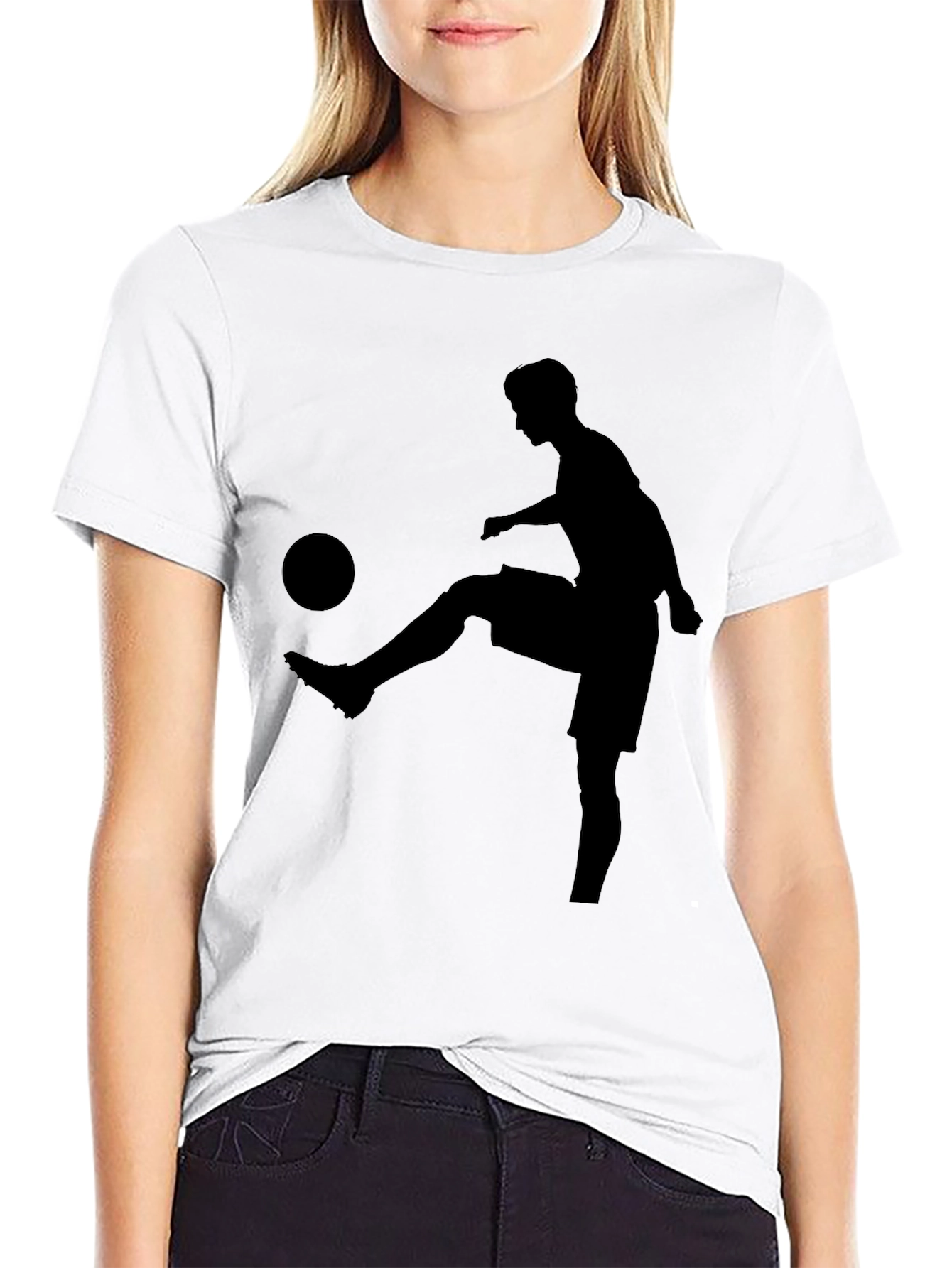 Soccer Player Graphic Black T-Shirt