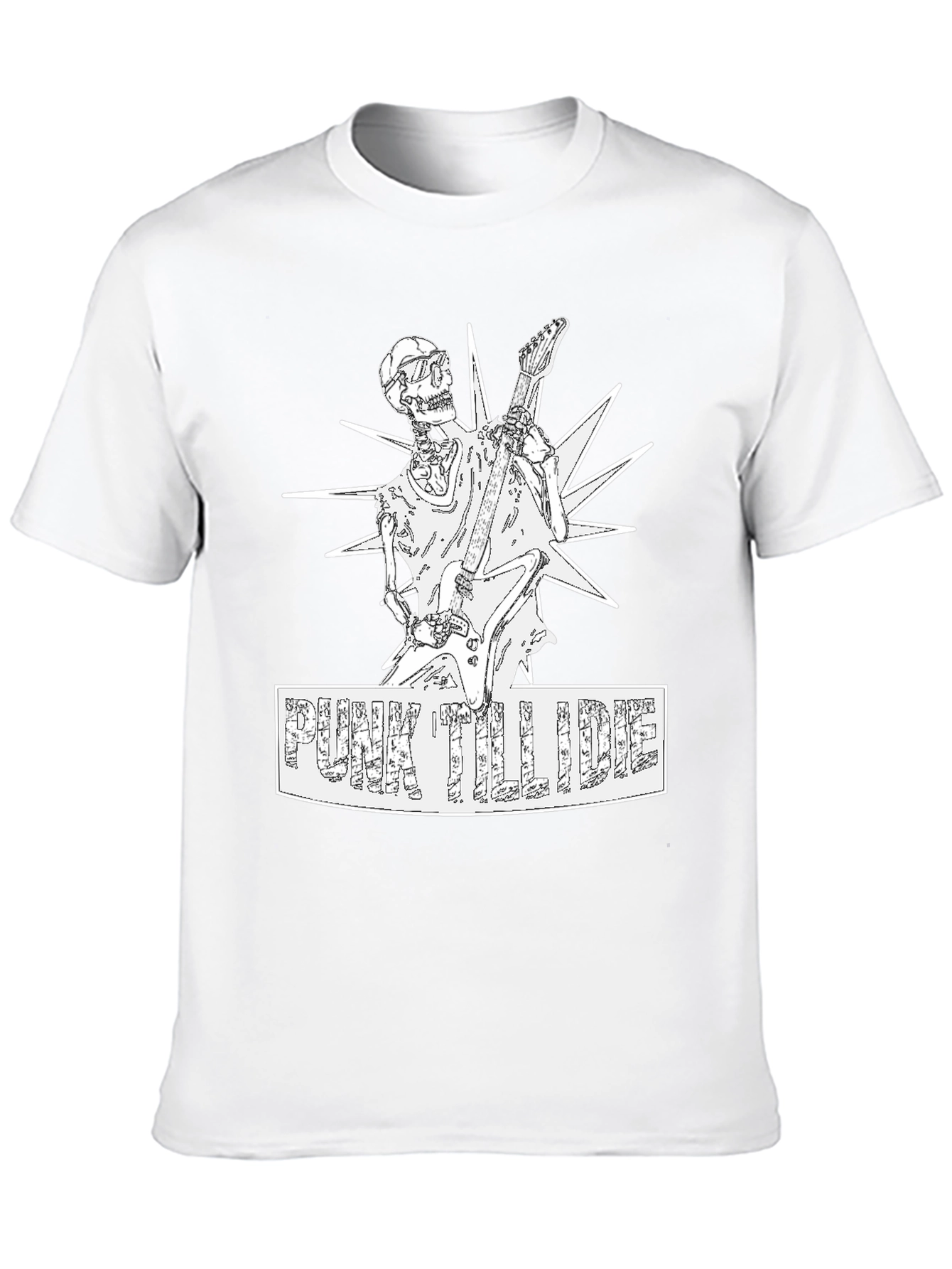 Punk Till I Die Graphic T-Shirt - Skeleton Guitarist