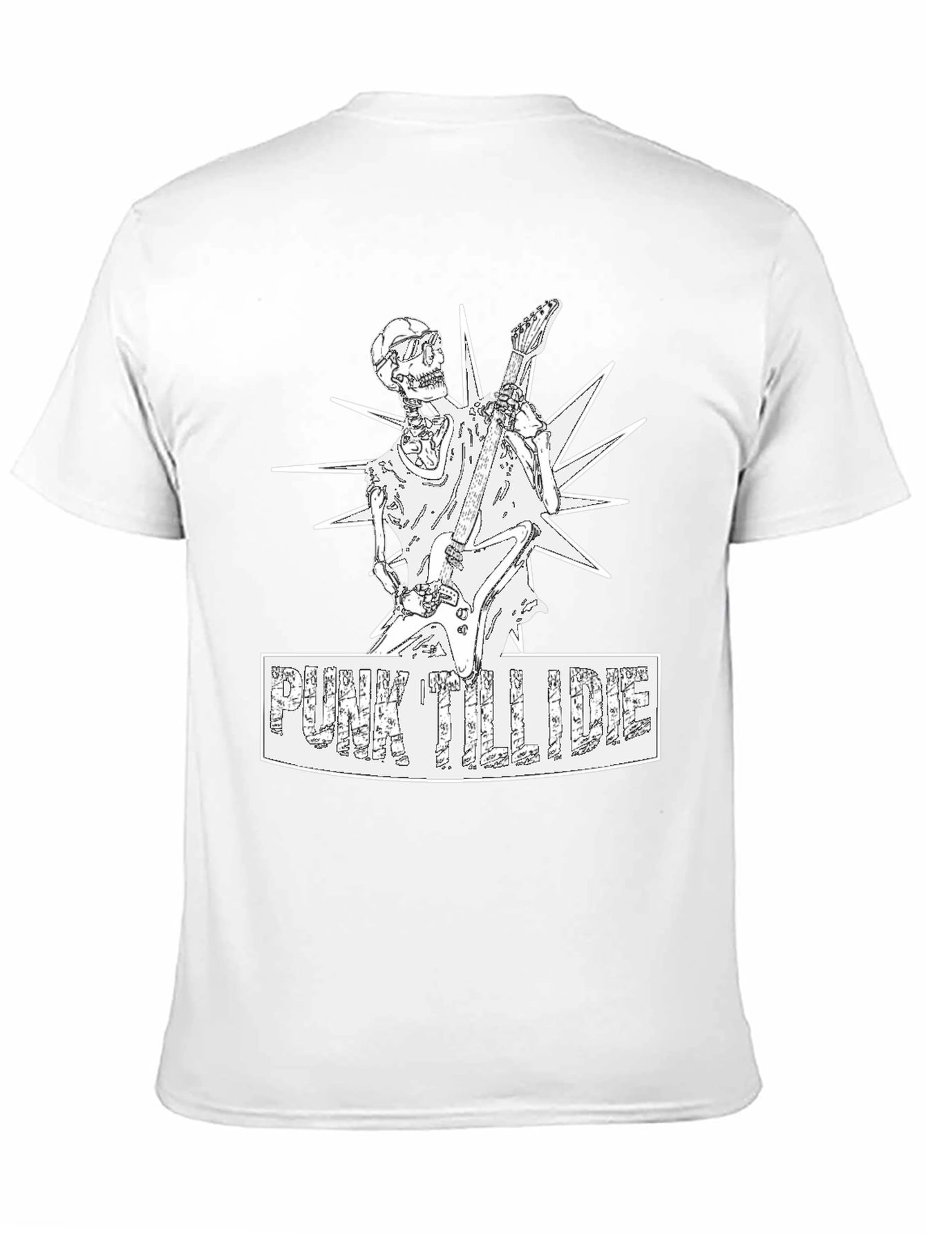 Punk Till I Die Graphic T-Shirt - Skeleton Guitarist