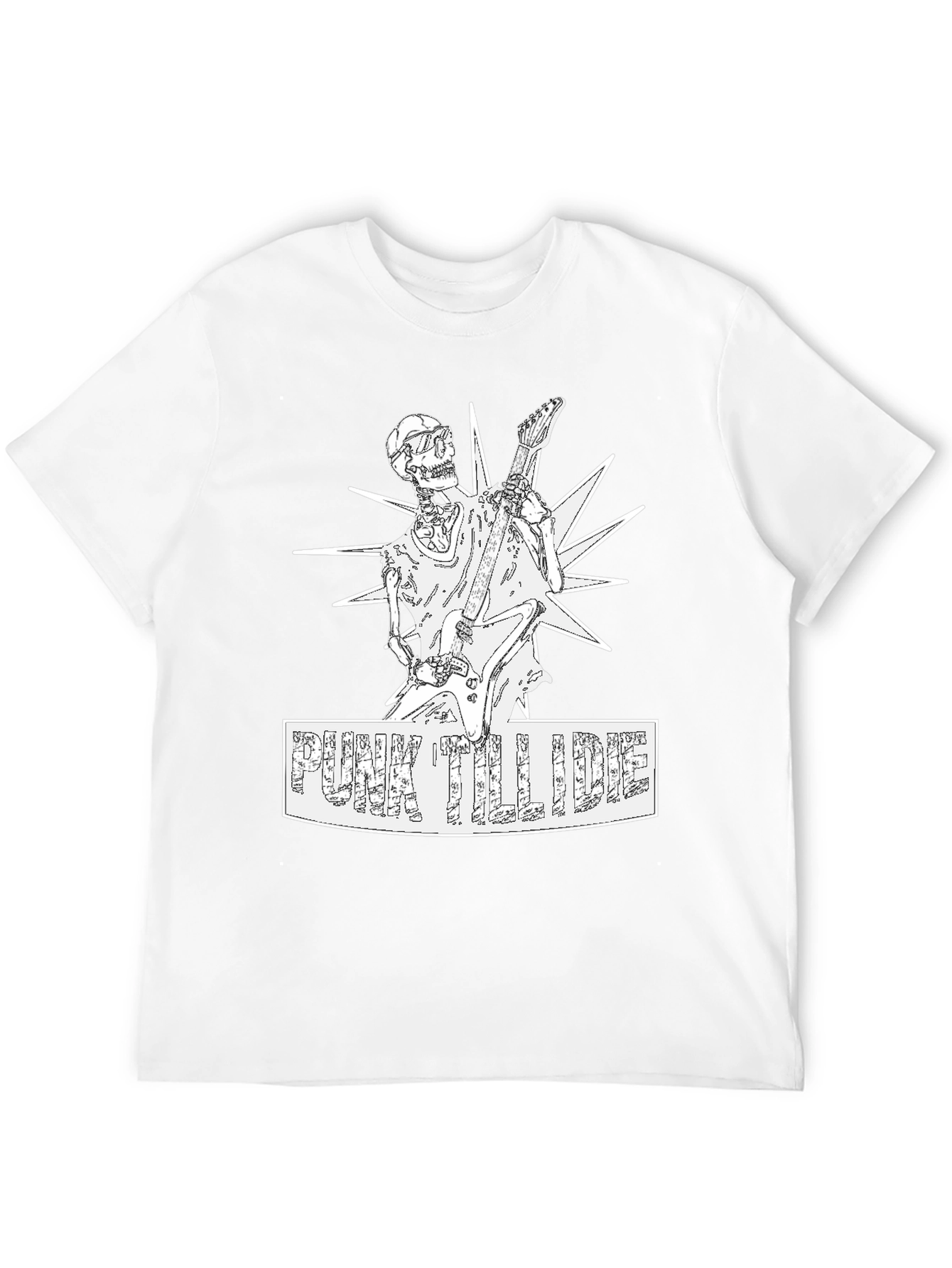 Punk Till I Die Graphic T-Shirt - Skeleton Guitarist