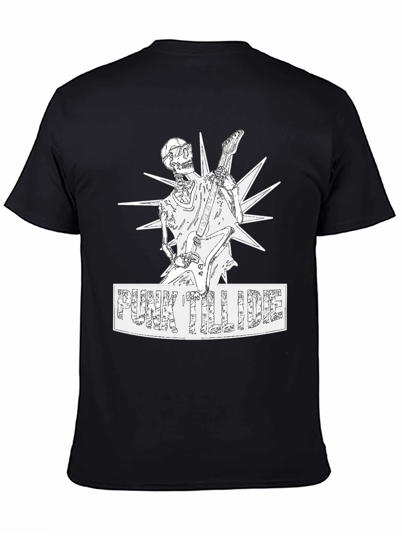 Punk Till I Die Graphic T-Shirt - Skeleton Guitarist