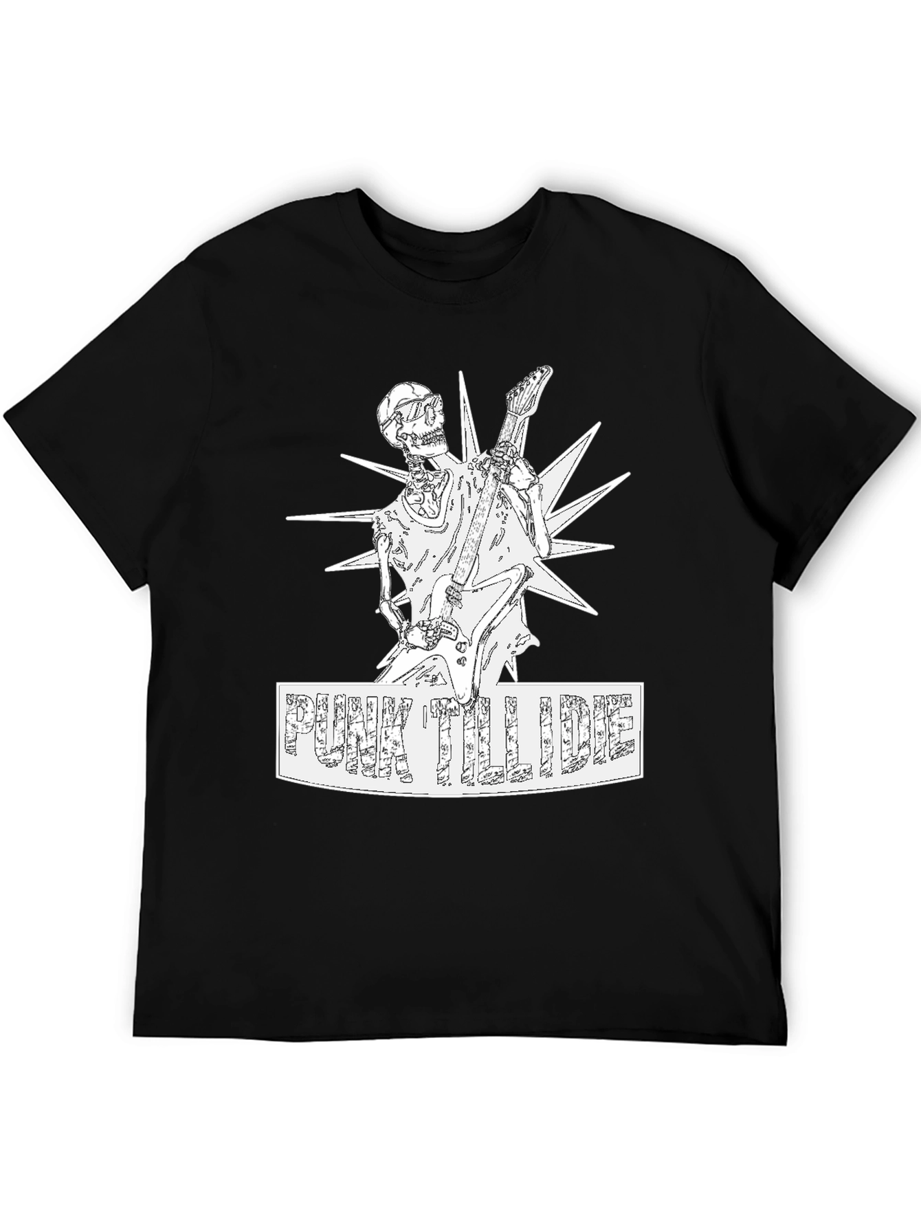 Punk Till I Die Graphic T-Shirt - Skeleton Guitarist