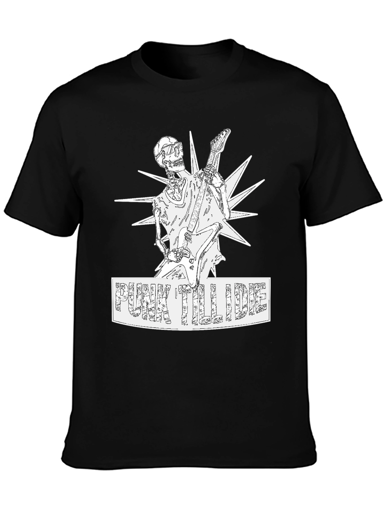 Punk Till I Die Graphic T-Shirt - Skeleton Guitarist