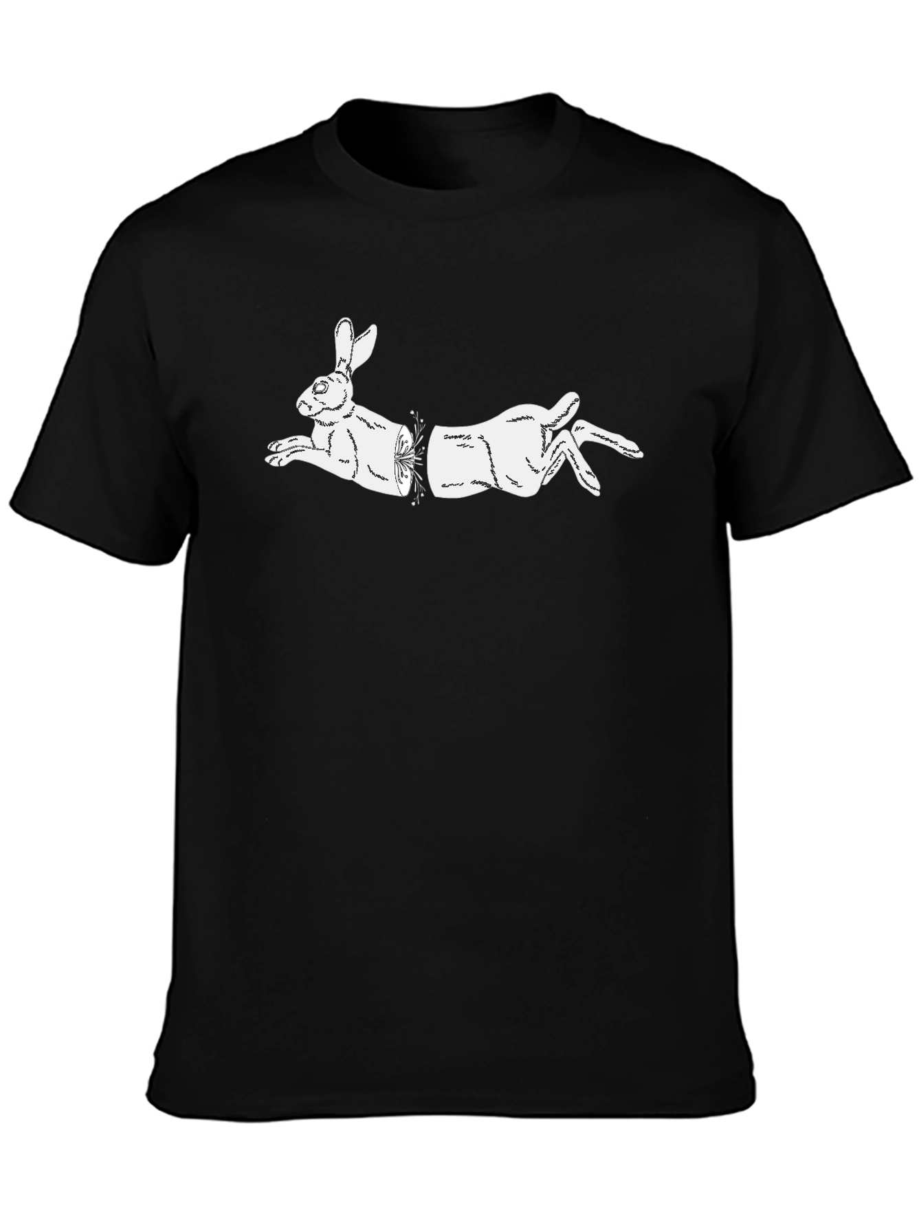 Black T-Shirt with Illusionist Rabbit Graphic