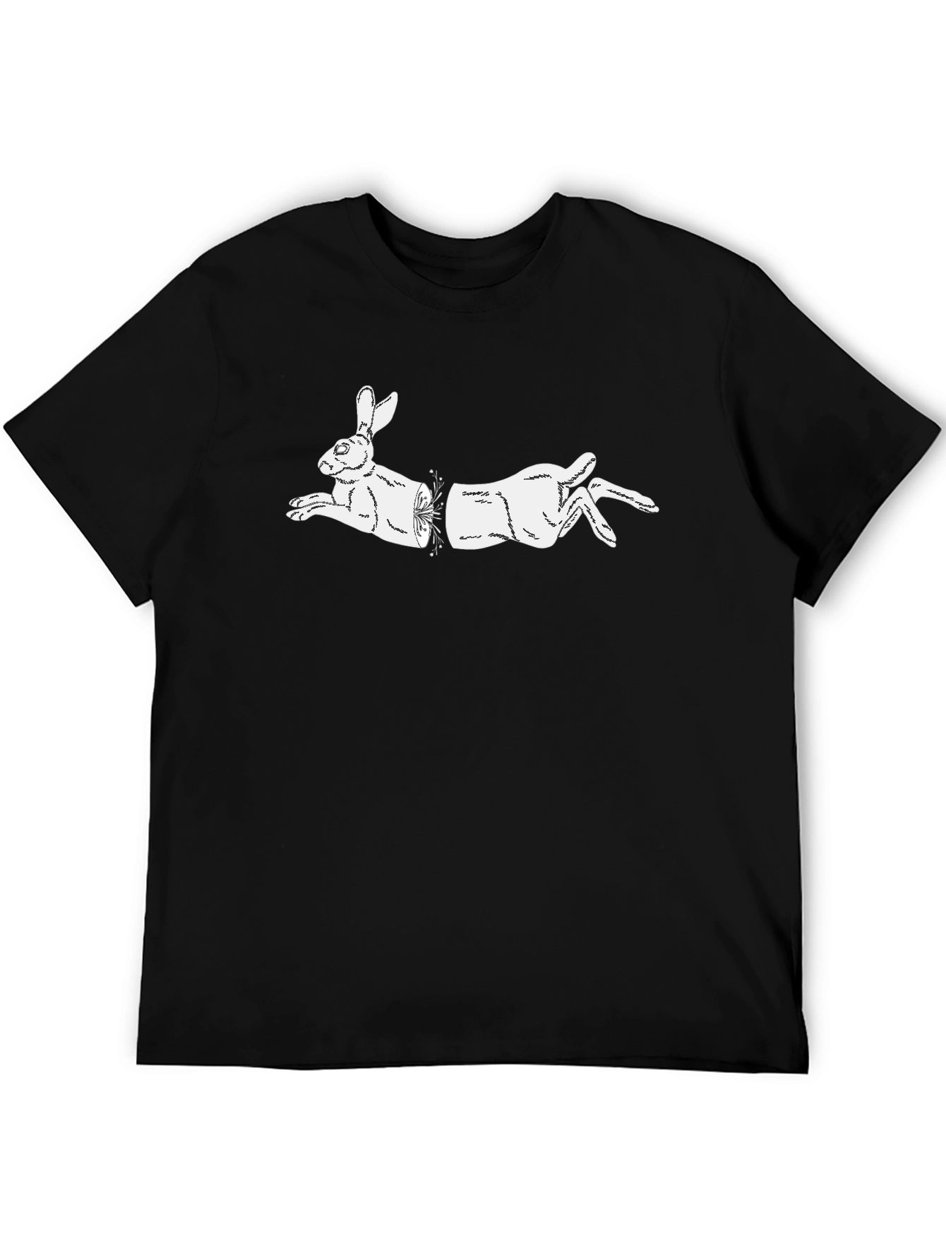 Black T-Shirt with Illusionist Rabbit Graphic