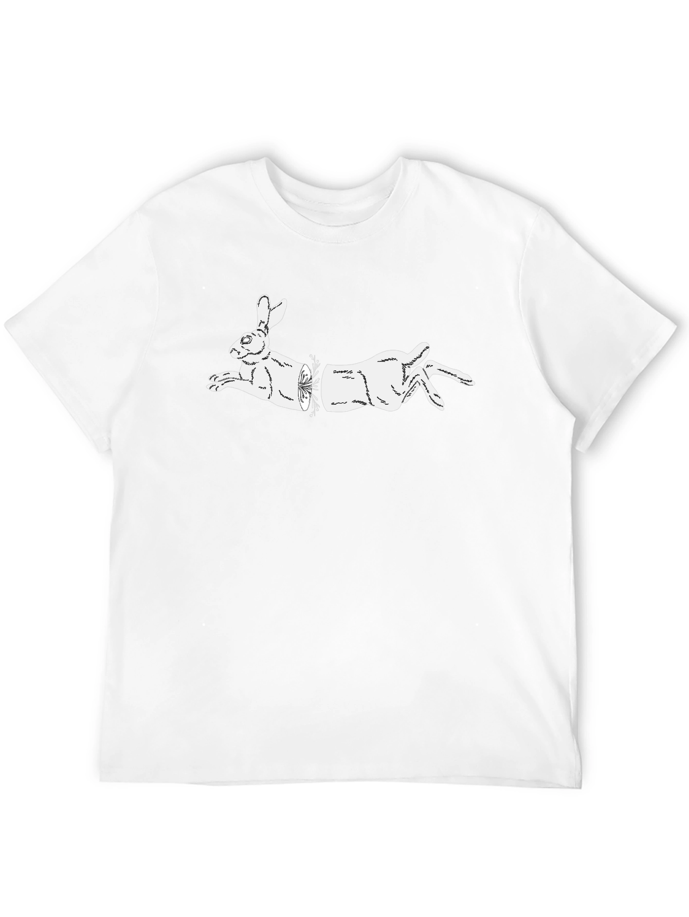 Black T-Shirt with Illusionist Rabbit Graphic