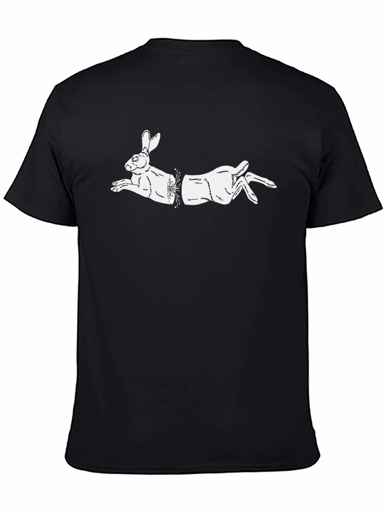 Black T-Shirt with Illusionist Rabbit Graphic