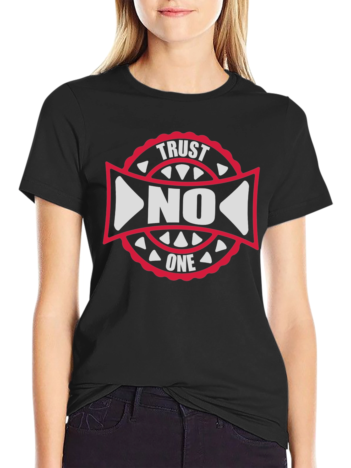 Trust No One Graphic Tee - Black Cotton T-Shirt