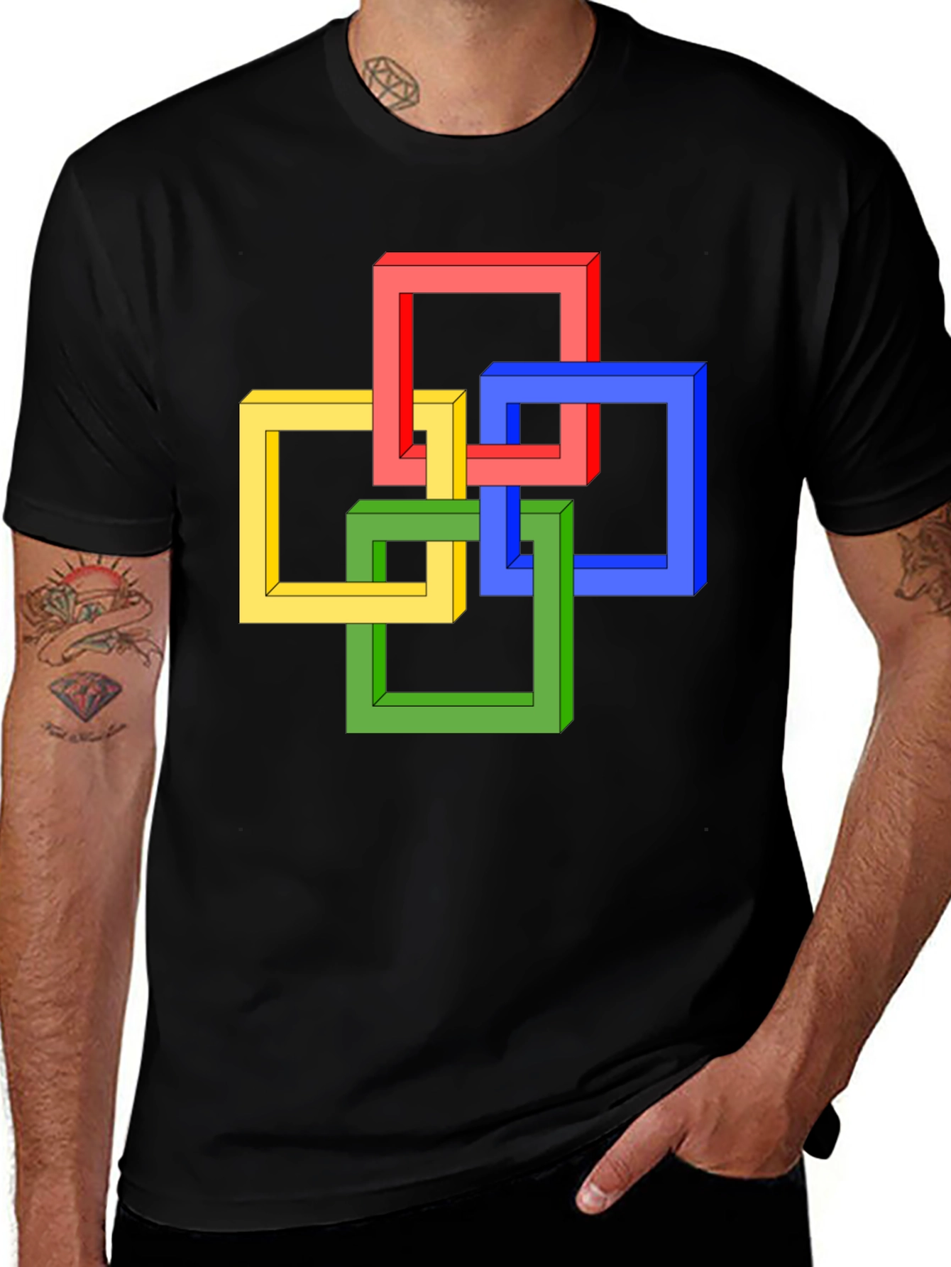 Impossible Squares Graphic Tee - Black