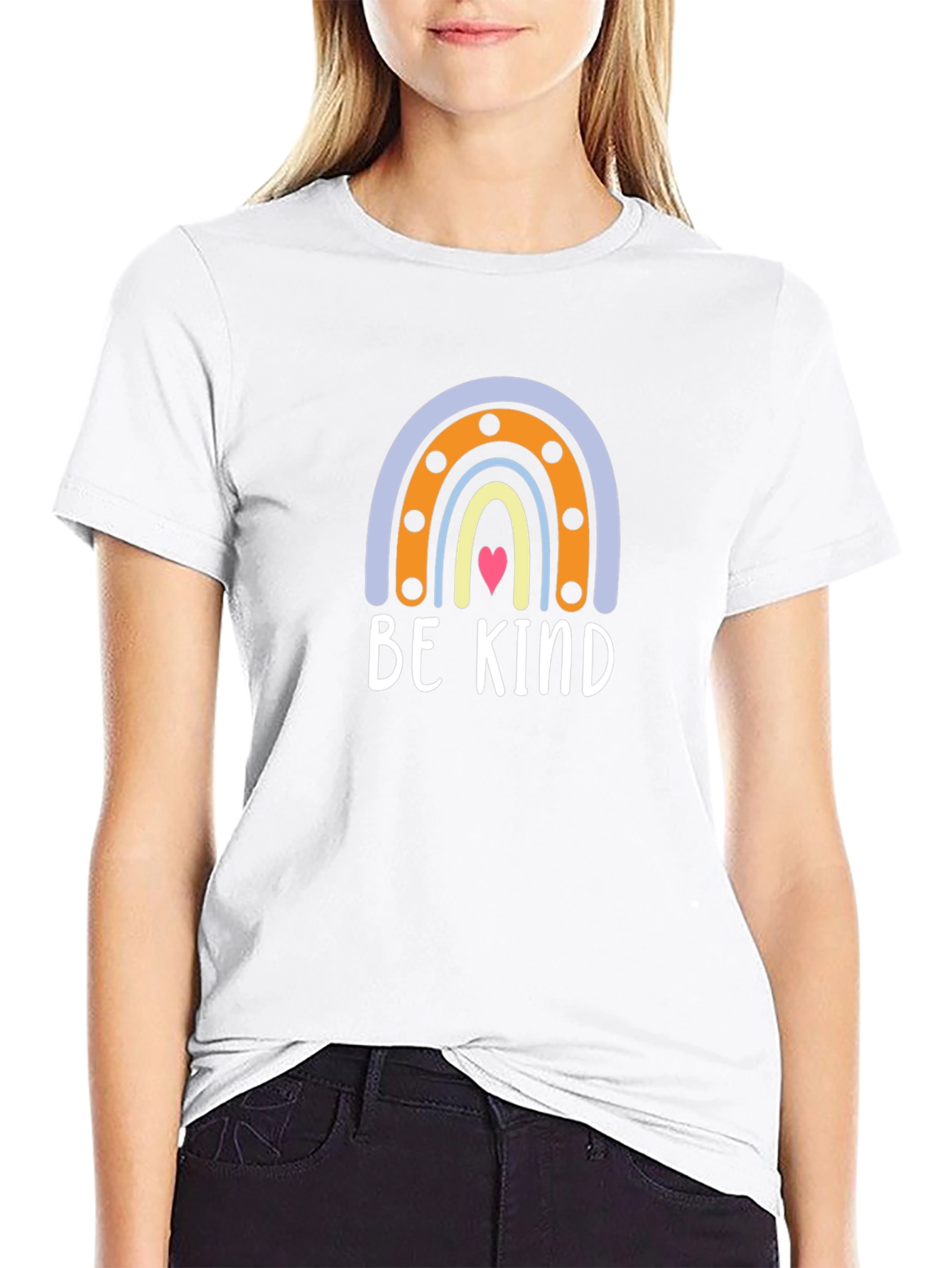 Be Kind Rainbow Graphic Tee - Black Crew Neck