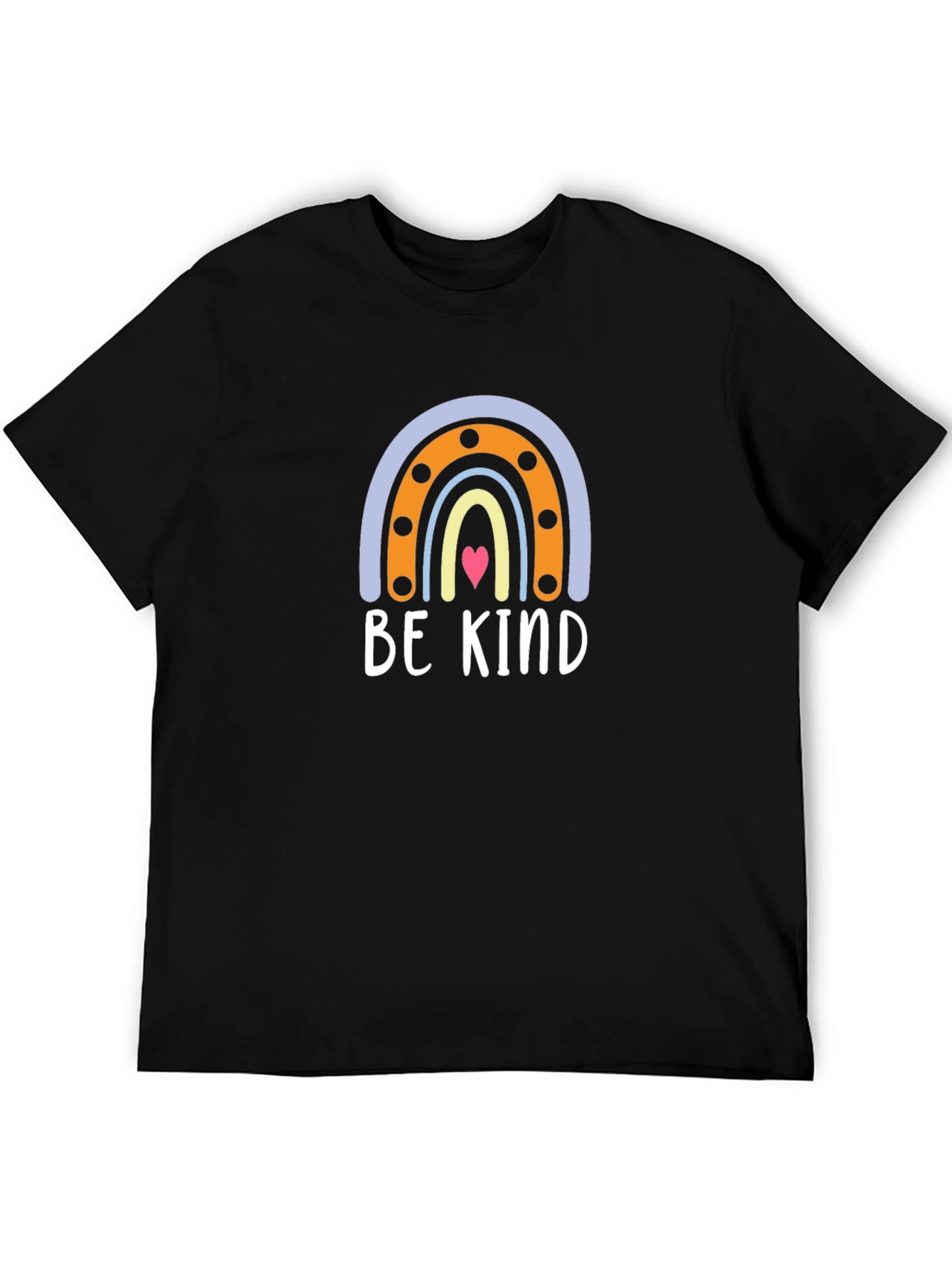 Be Kind Rainbow Graphic Tee - Black Crew Neck