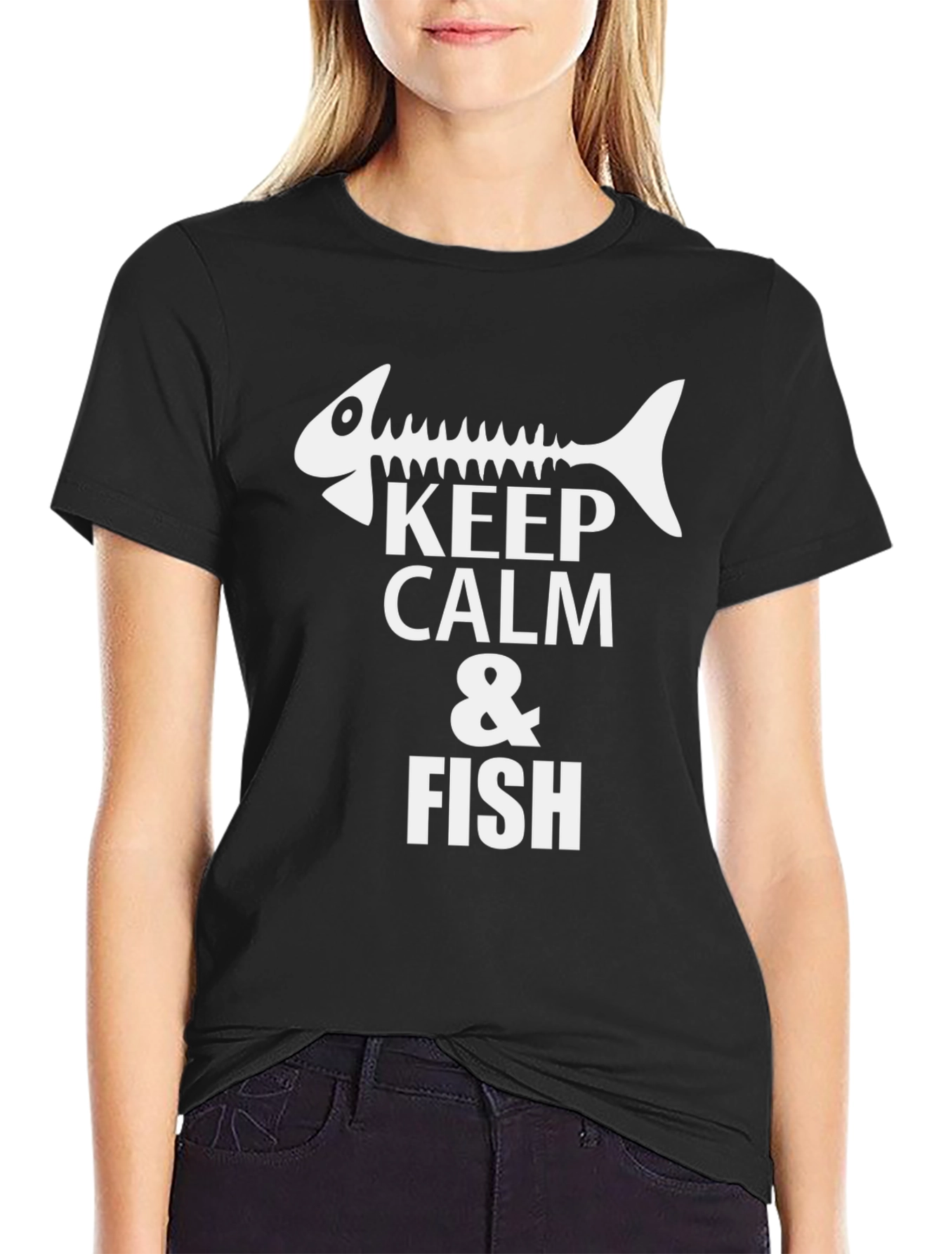 Keep Calm & Fish Black Graphic Tee