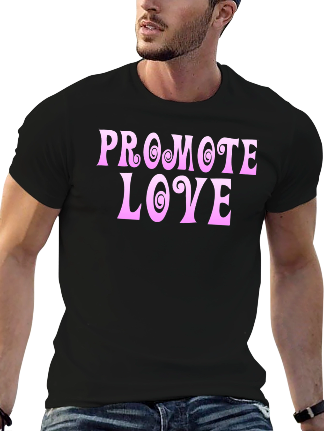 Promote Love Black Graphic T-Shirt