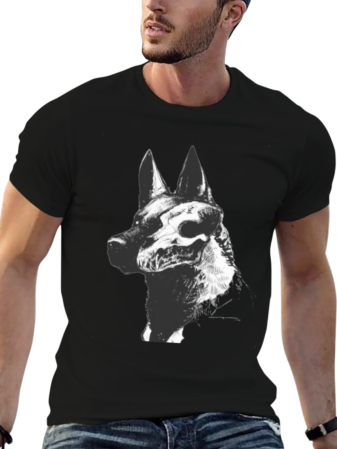 Dog Skull Graphic Black T-Shirt