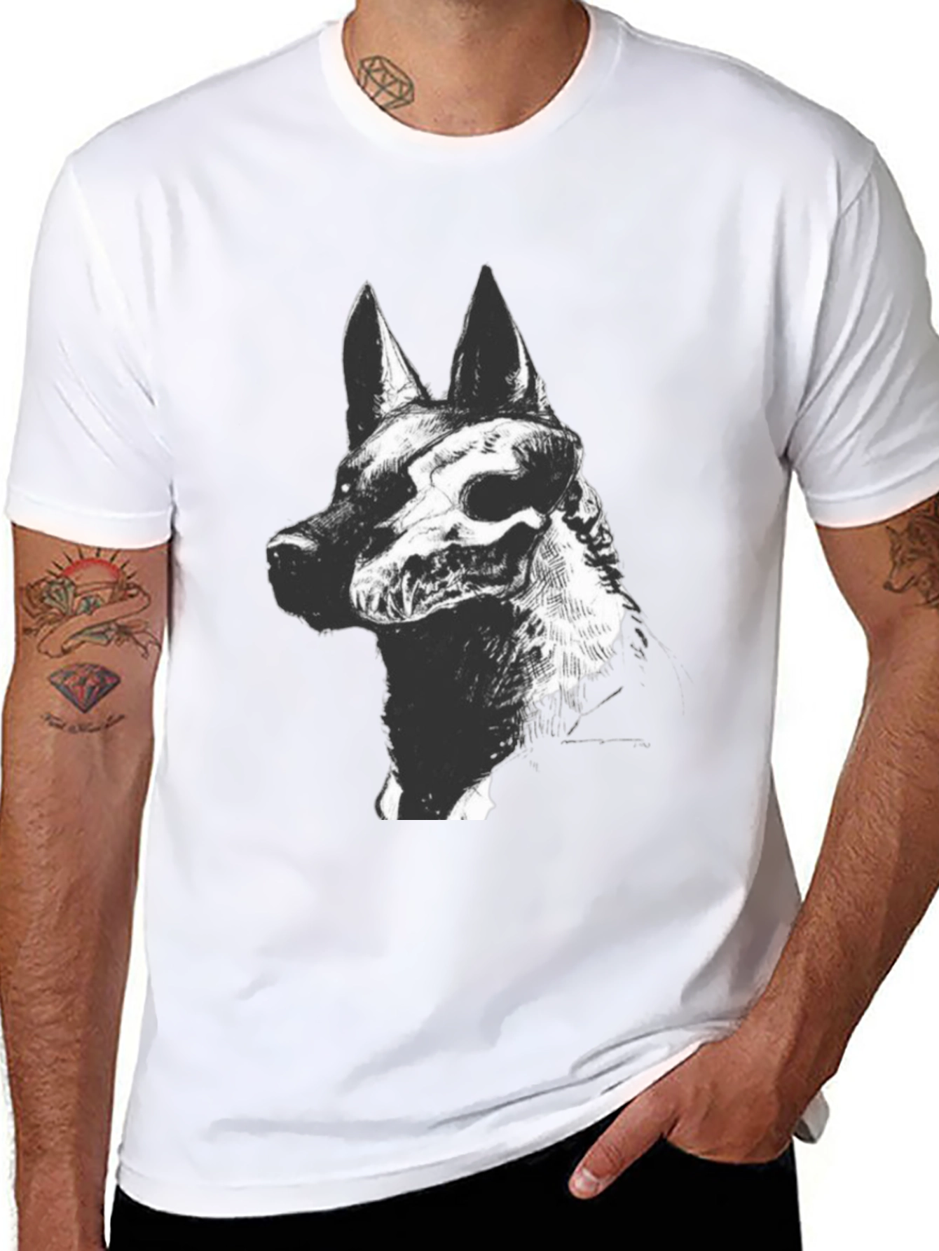 Dog Skull Graphic Black T-Shirt