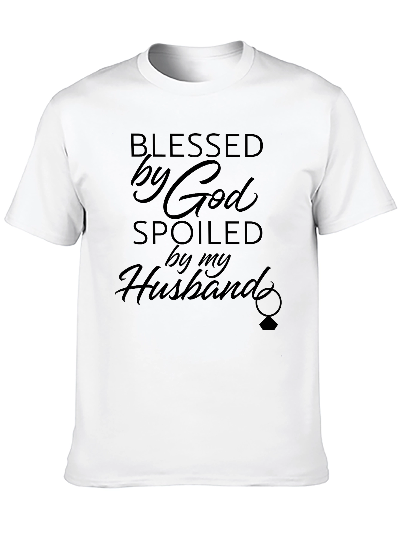 Blessed By God Spoiled By Husband - Black T-Shirt