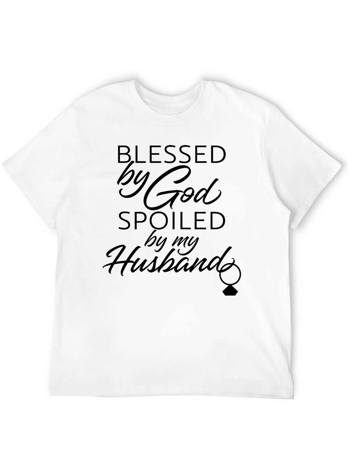 Blessed By God Spoiled By Husband - Black T-Shirt