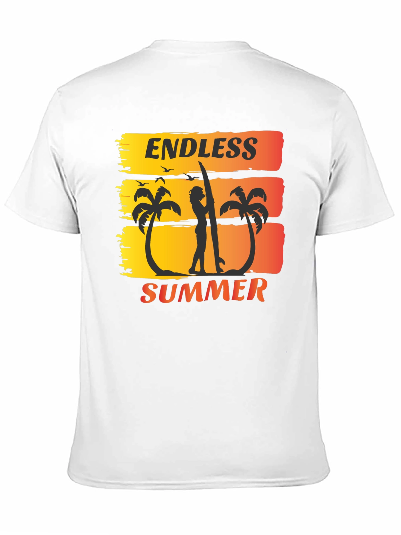 Endless Summer Graphic Tee - Surfer Palm Tree Design