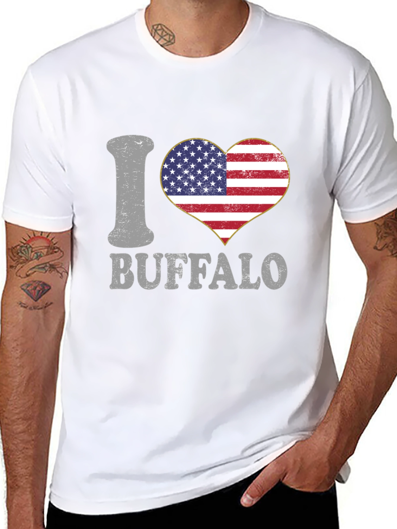 I Heart Buffalo USA Flag Graphic T-Shirt