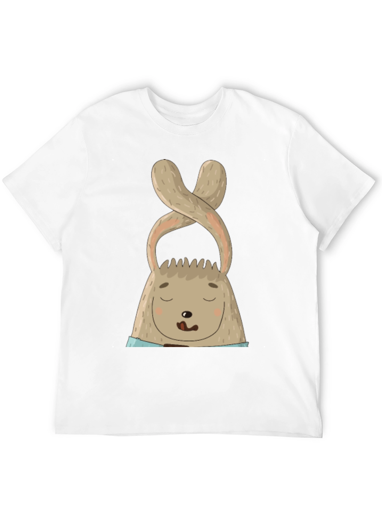 Cute Bunny Graphic Tee - Black Cotton Blend