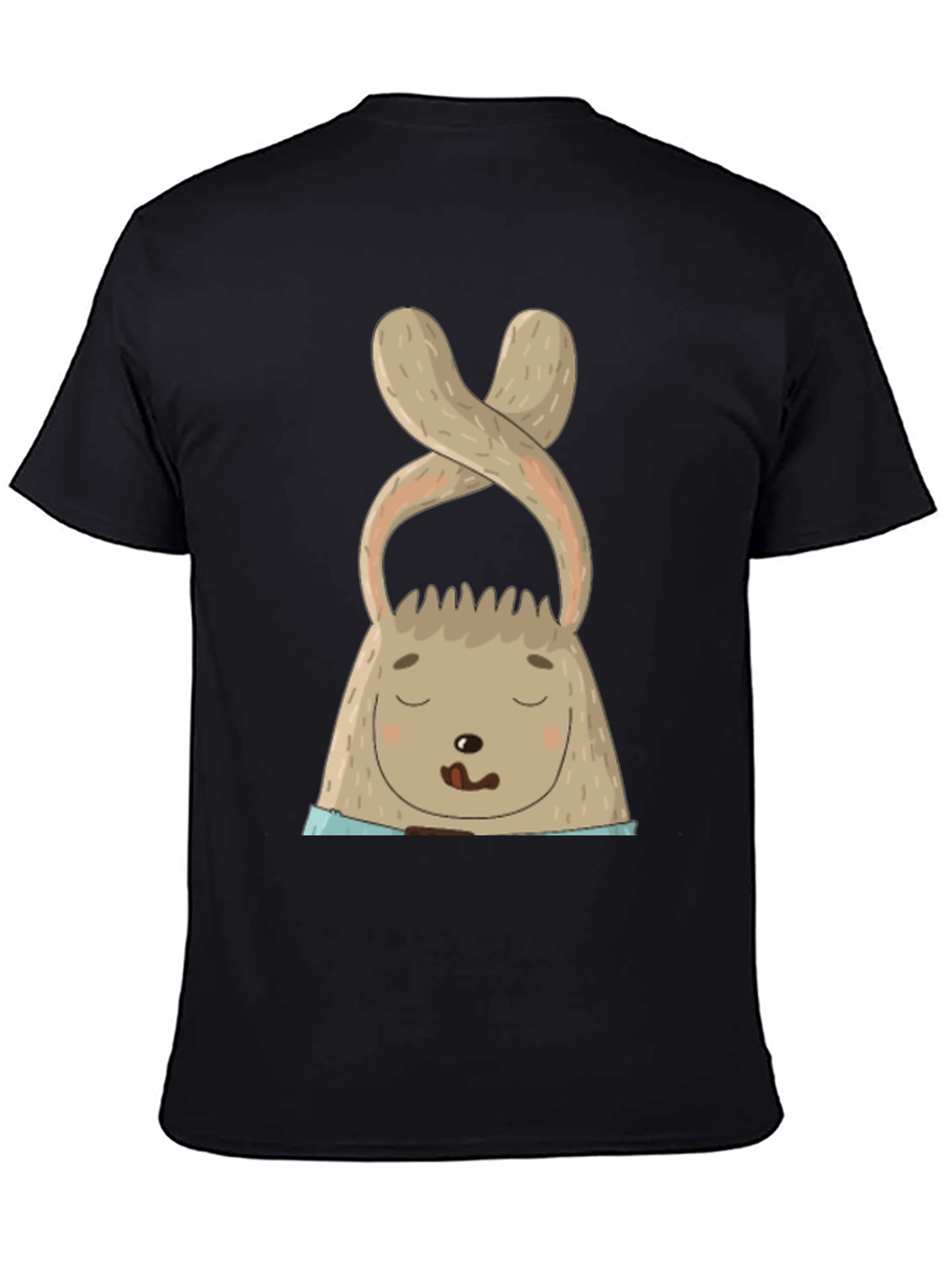 Cute Bunny Graphic Tee - Black Cotton Blend