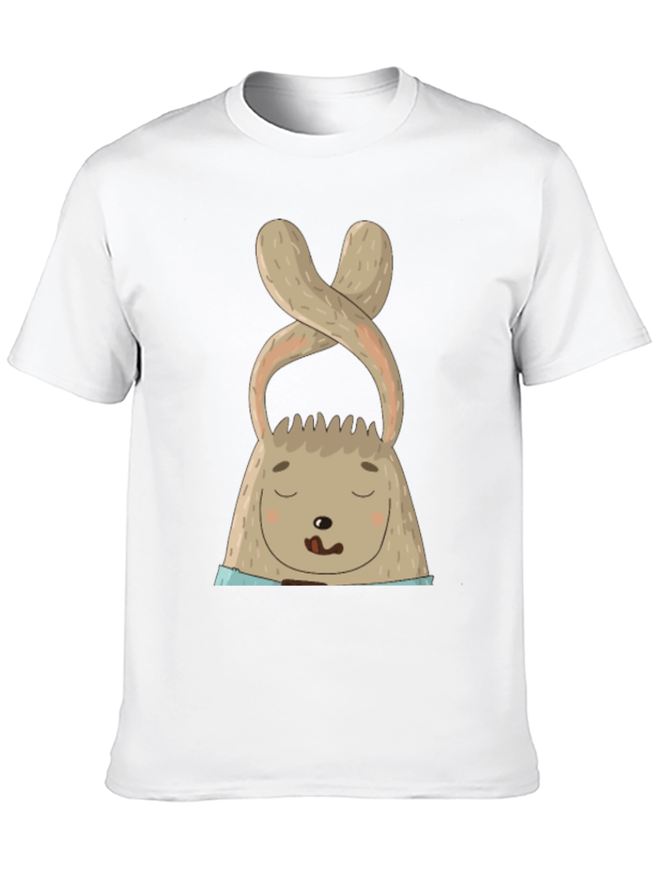 Cute Bunny Graphic Tee - Black Cotton Blend