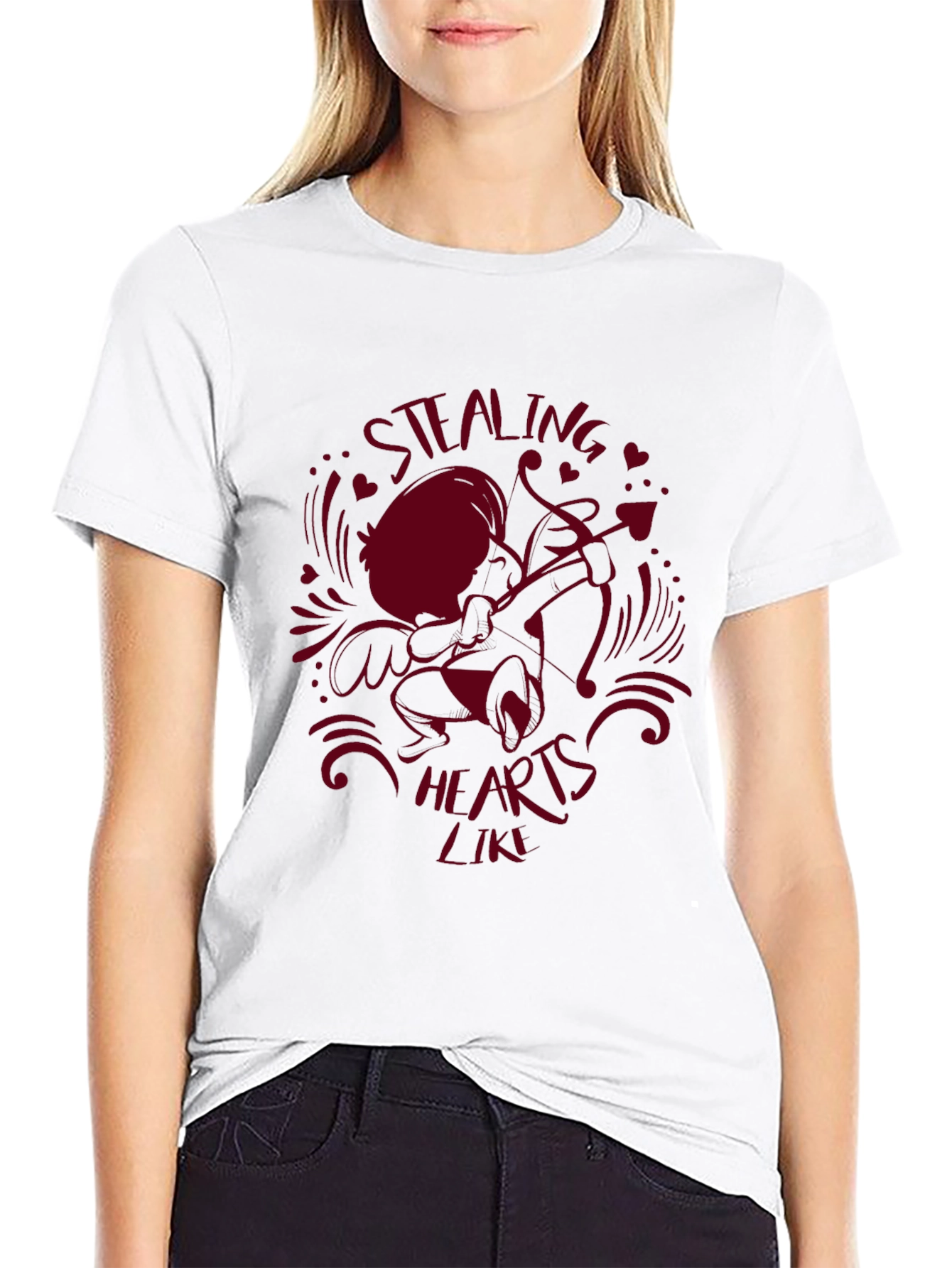 Stealing Hearts Cupid Graphic Tee - Valentines Day Shirt
