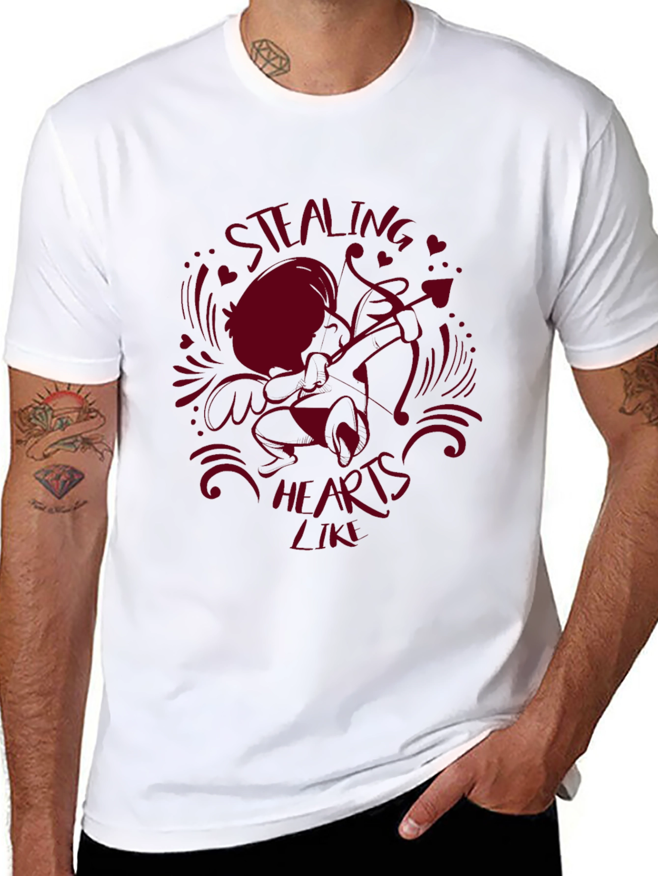 Stealing Hearts Cupid Graphic Tee - Valentines Day Shirt