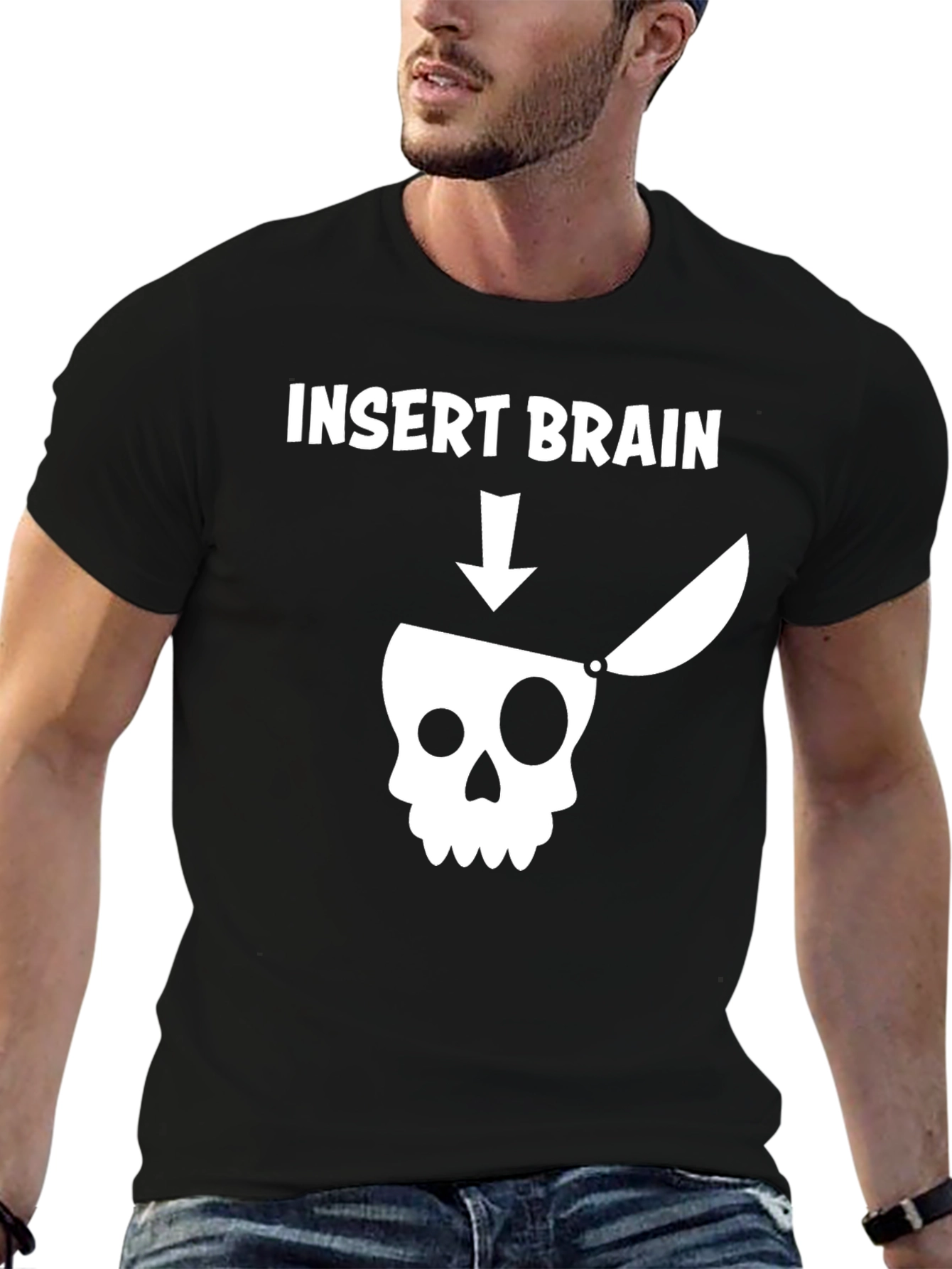 Insert Brain T-Shirt - Funny Skull Graphic Tee